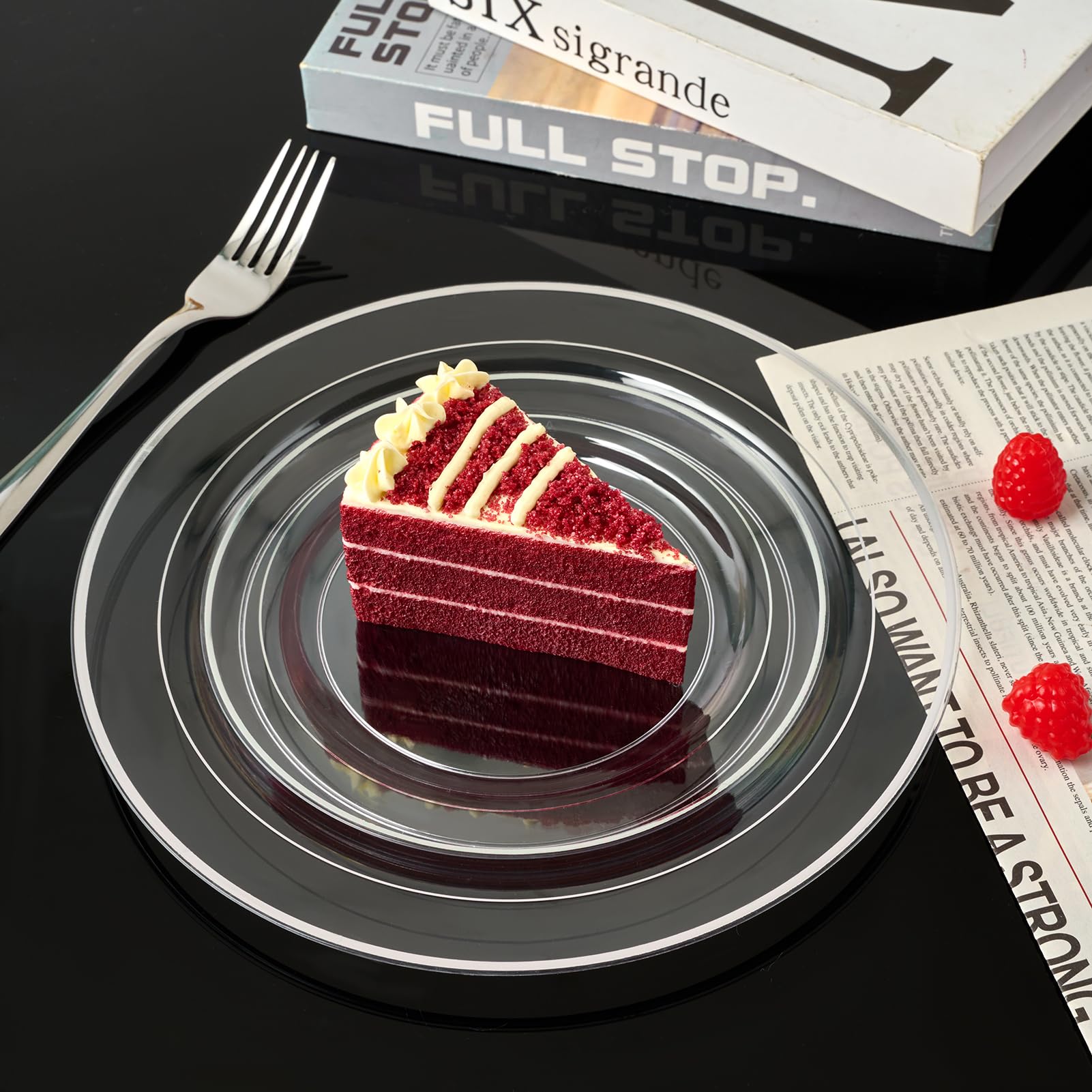 7in/10in Bulk Clear Plastic Plates | Clear Plates for Cakes, Salads | BPA - Free | Restaurant Supply - EWT