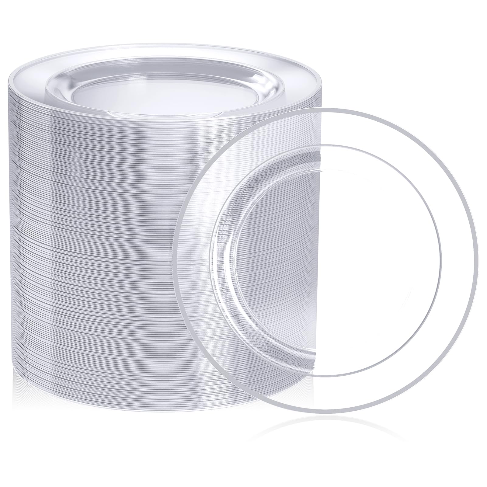 7in/10in Bulk Clear Plastic Plates | Clear Plates for Cakes, Salads | BPA - Free | Restaurant Supply - EWT