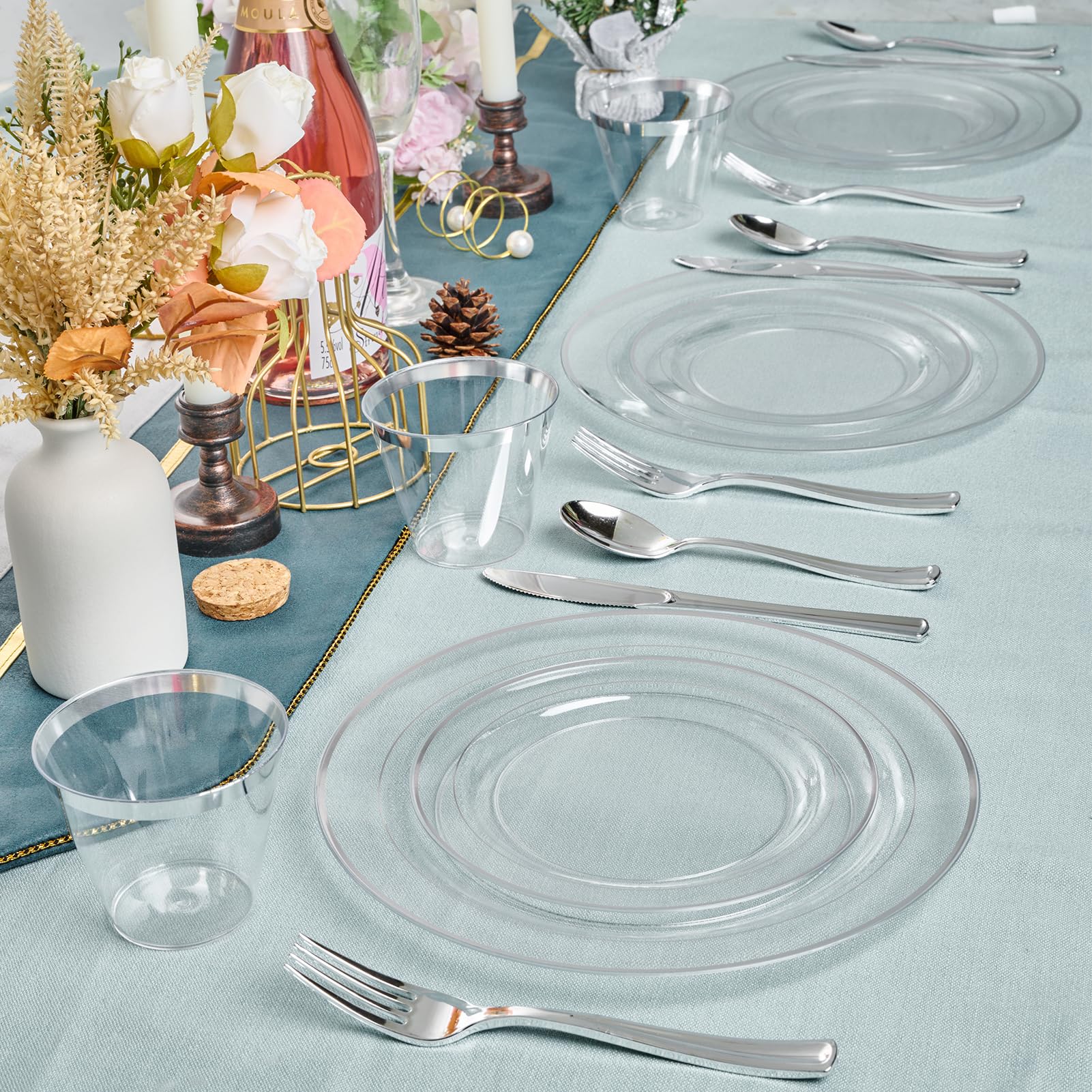 7in/10in Bulk Clear Plastic Plates | Clear Plates for Cakes, Salads | BPA - Free | Restaurant Supply - EWT