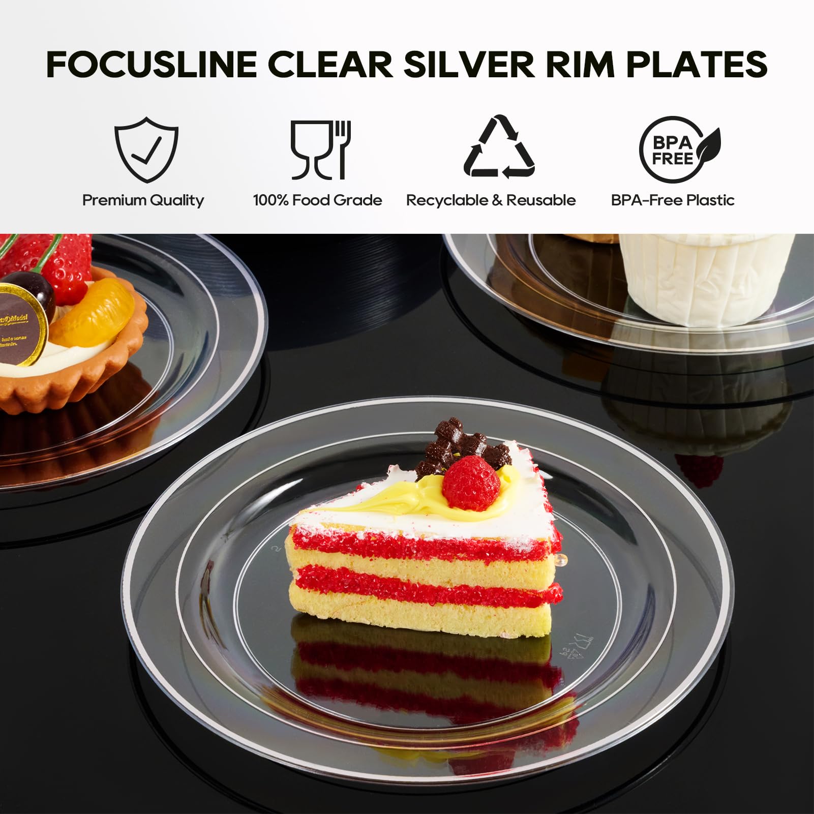 7in/10in Bulk Clear Plastic Plates | Clear Plates for Cakes, Salads | BPA - Free | Restaurant Supply - EWT