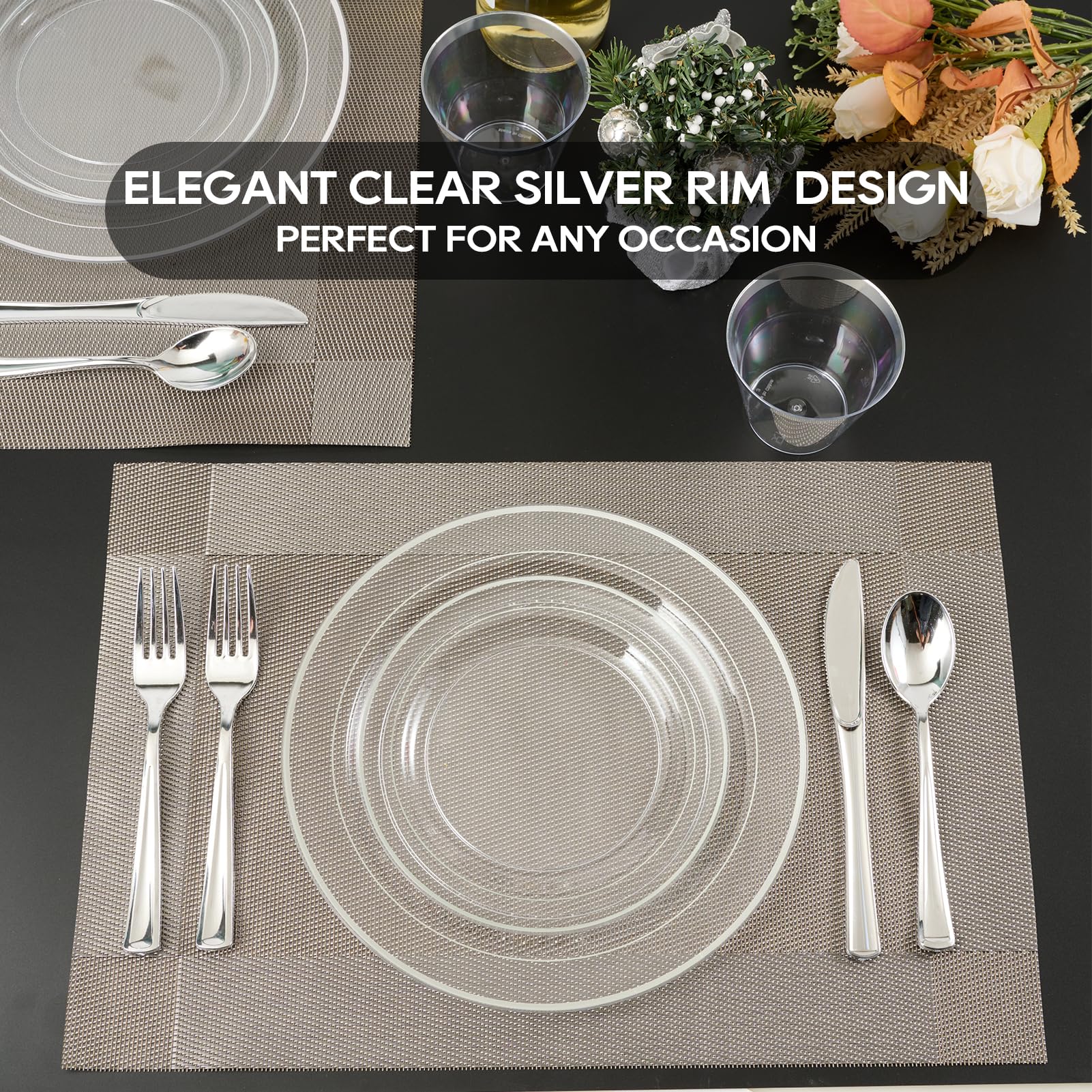 7in/10in Bulk Clear Plastic Plates | Clear Plates for Cakes, Salads | BPA - Free | Restaurant Supply - EWT