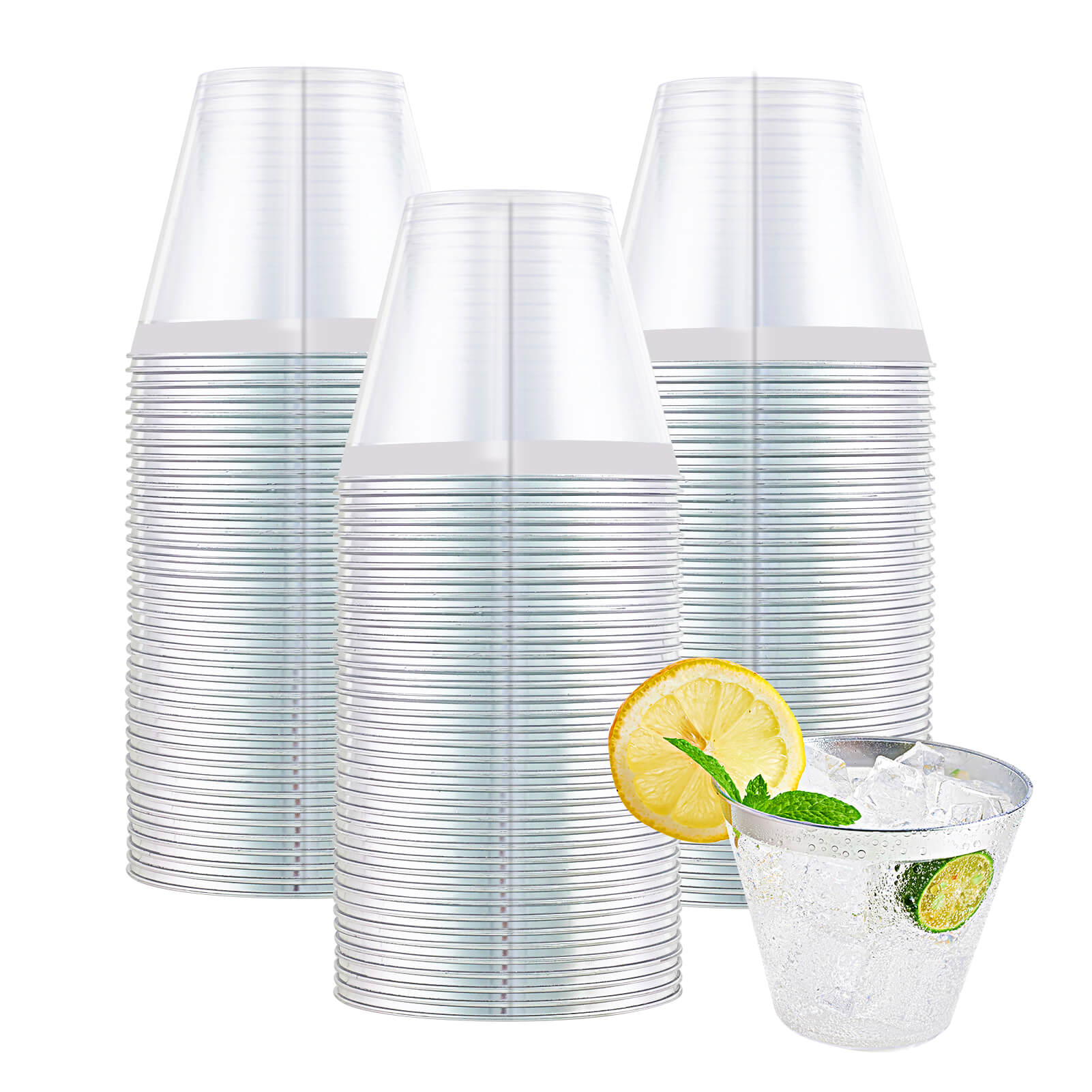 9 oz/12 oz Bulk Case Plastic Cups | Clear Tumblers for Milkshake, Iced Tea | Restaurant Supply - EWT