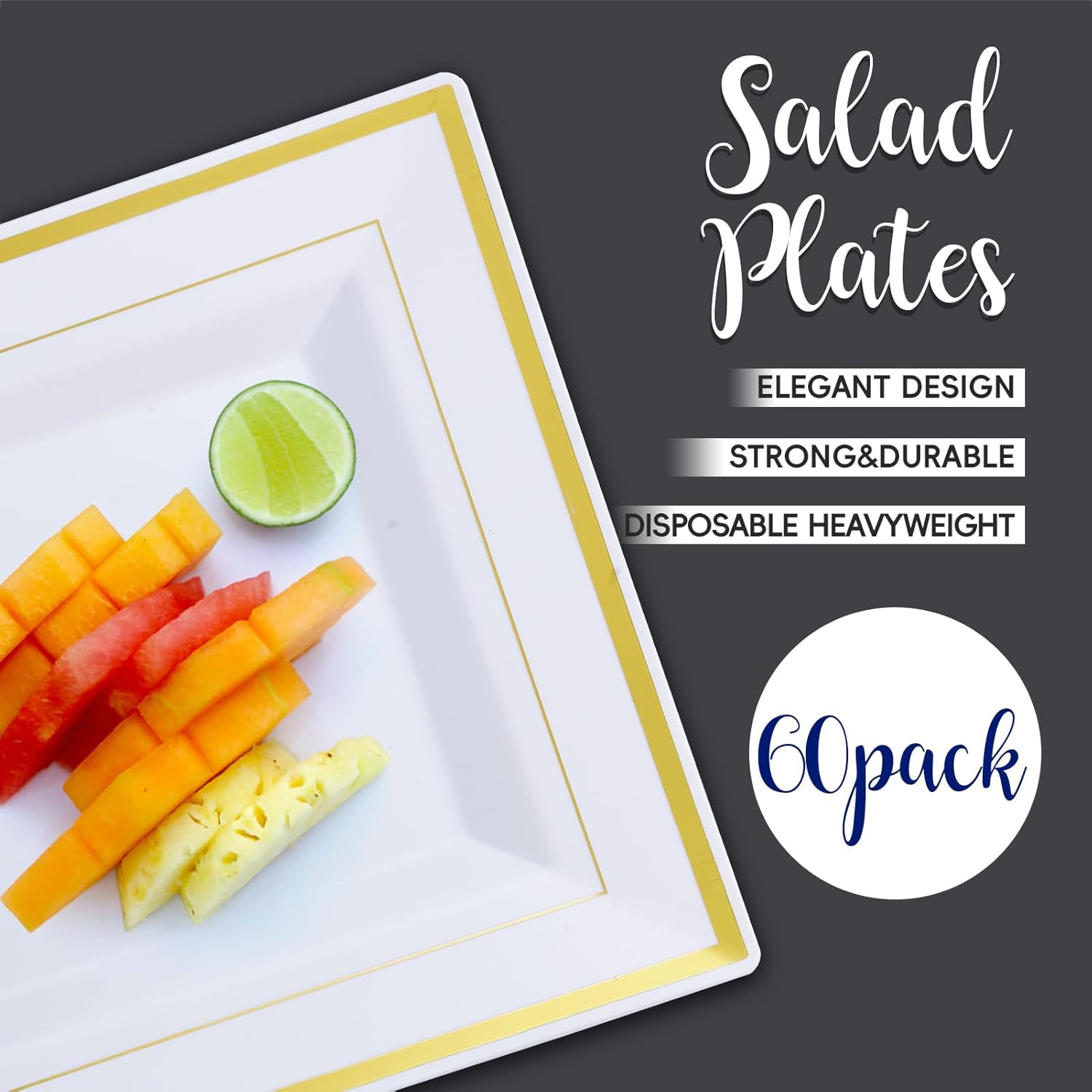 9.5in Bulk Plastic Plates | Disposable Plates for Appetizers, Desserts | 100% Food - Grade Plastic | Restaurant Supply - EWT