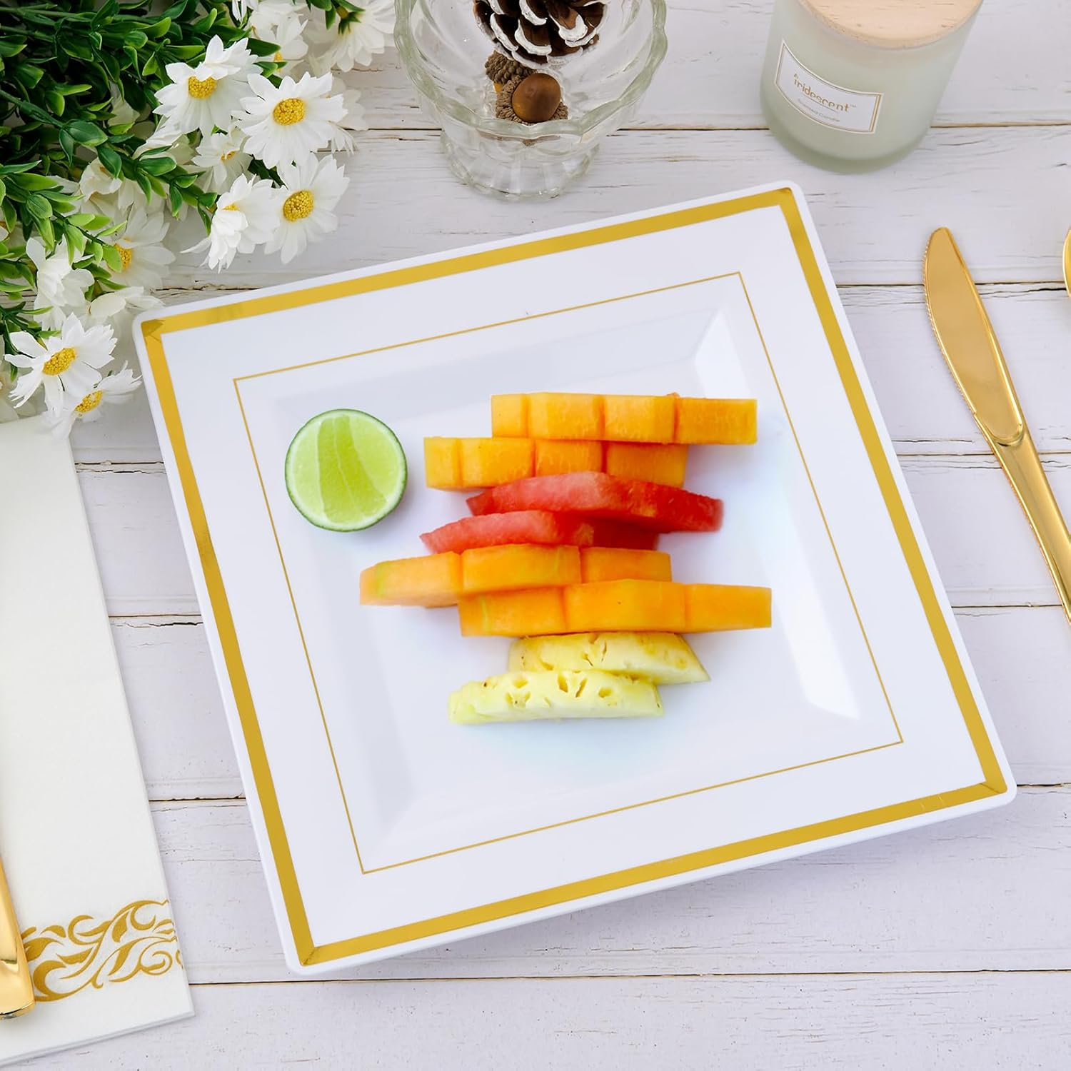 9.5in Bulk Plastic Plates | Disposable Plates for Appetizers, Desserts | 100% Food - Grade Plastic | Restaurant Supply - EWT