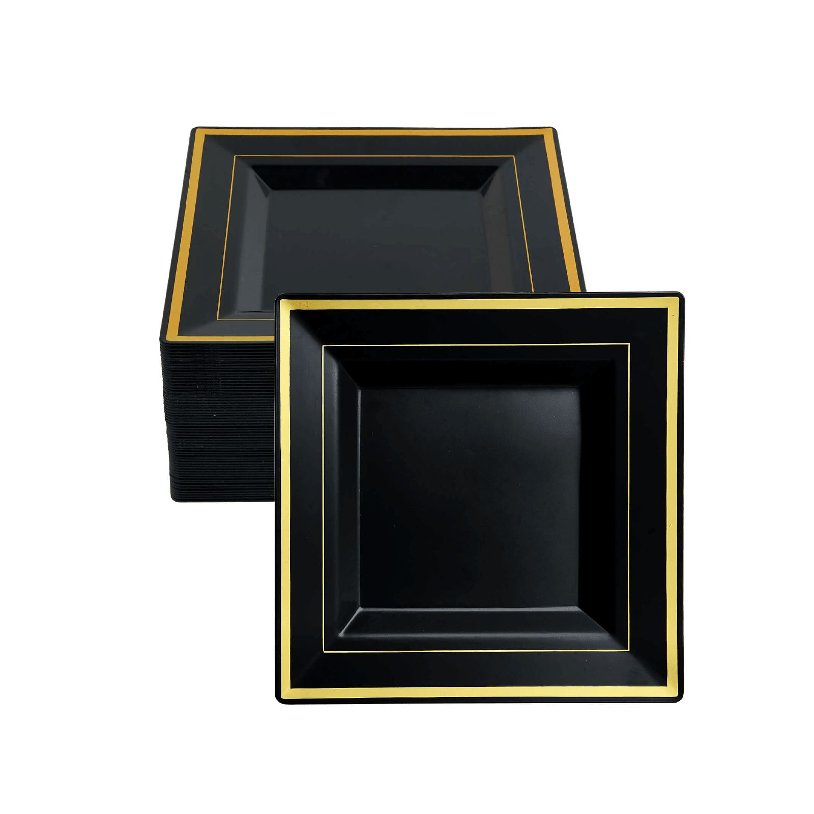 9.5in Bulk Square Plastic Plates | Square Disposable Plates for Appetizers, Salads, Desserts | 100% Food - Grade Plastic | Restaurant Supply - EWT