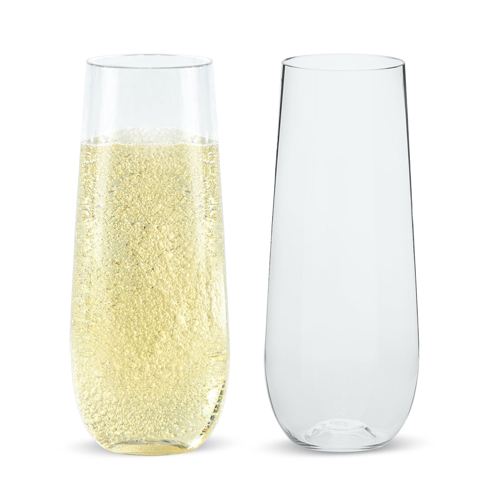 9oz Bulk Case Stemless Champagne Flutes | Plastic Toasting Glasses for Champagne, Sparkling Wine | BPA - Free | Restaurant Supply - EWT