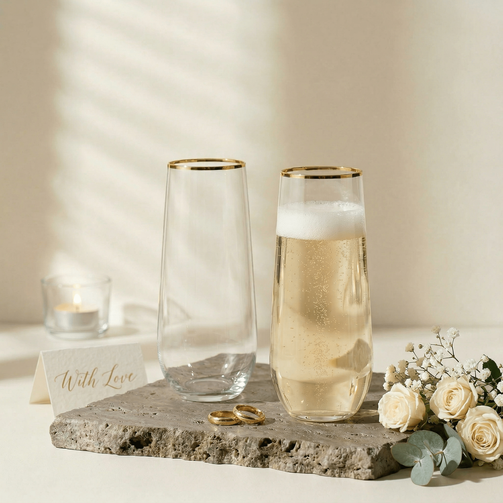 9oz Bulk Champagne Flutes | Plastic Stemless Cups for Mimosas, Sparkling Wine | Shatterproof Recyclable | Restaurant Supply - EWT