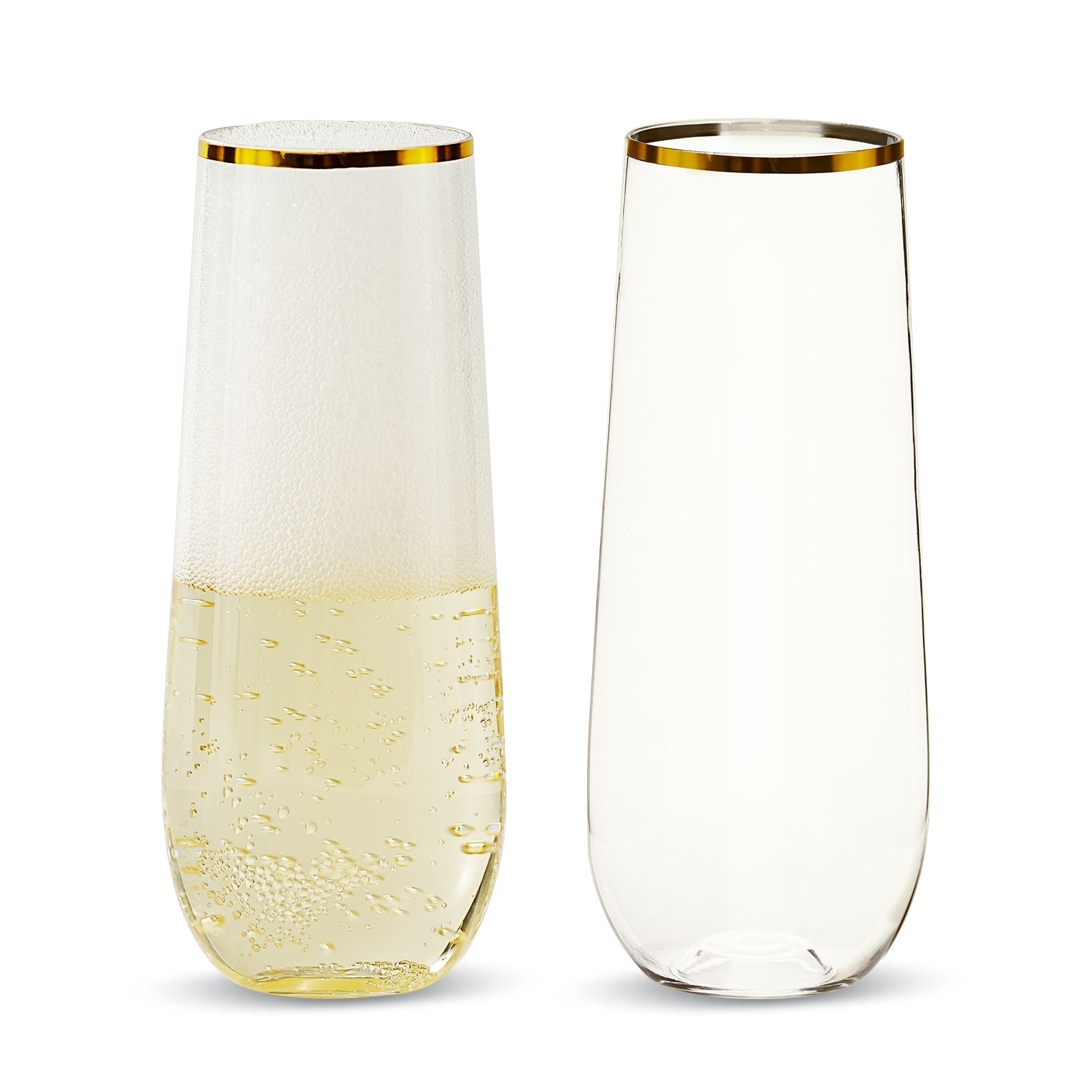 9oz Bulk Champagne Flutes | Plastic Stemless Cups for Mimosas, Sparkling Wine | Shatterproof Recyclable | Restaurant Supply - EWT