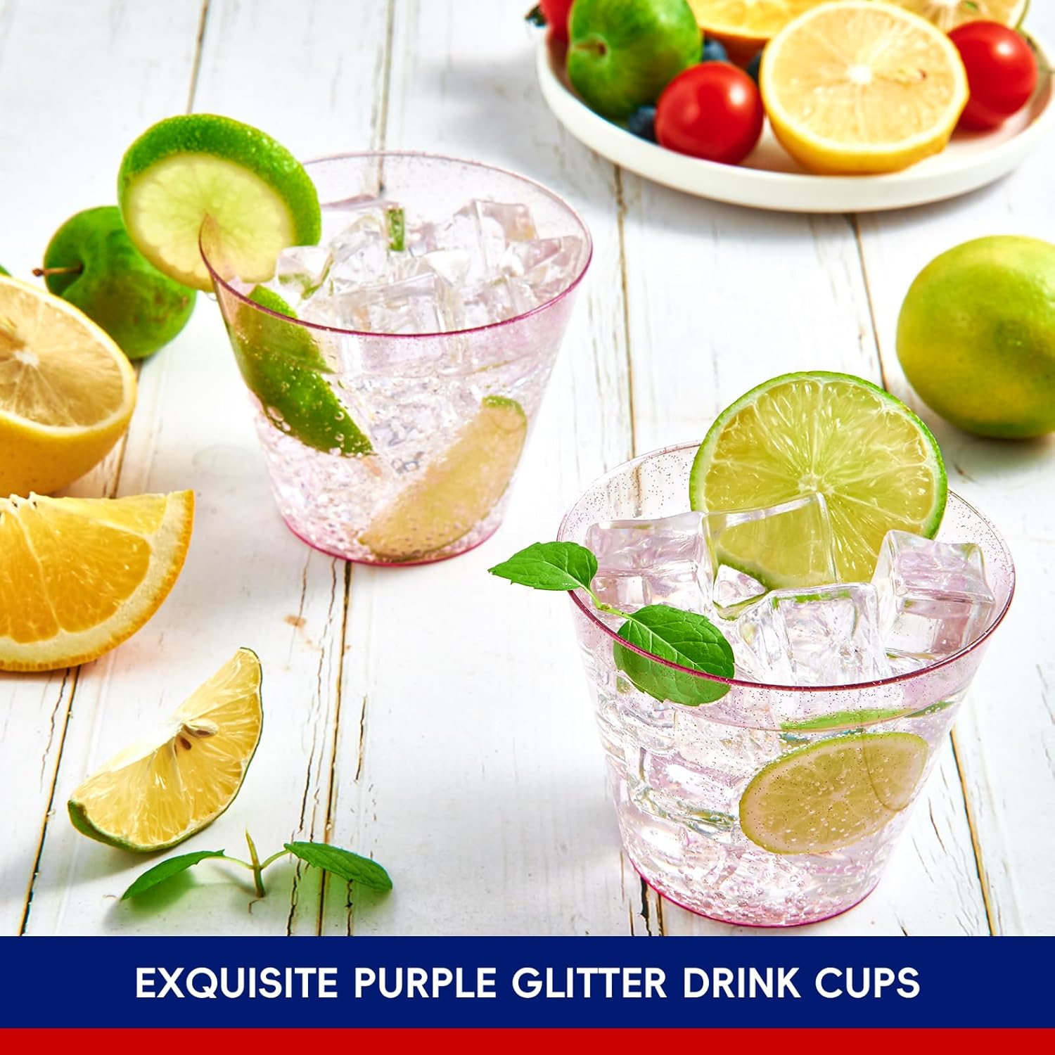 9oz Bulk Glitter Cups | Plastic Tumblers for Milkshakes, Iced Coffee, Bubble Boba Tea | Restaurant Supply - EWT