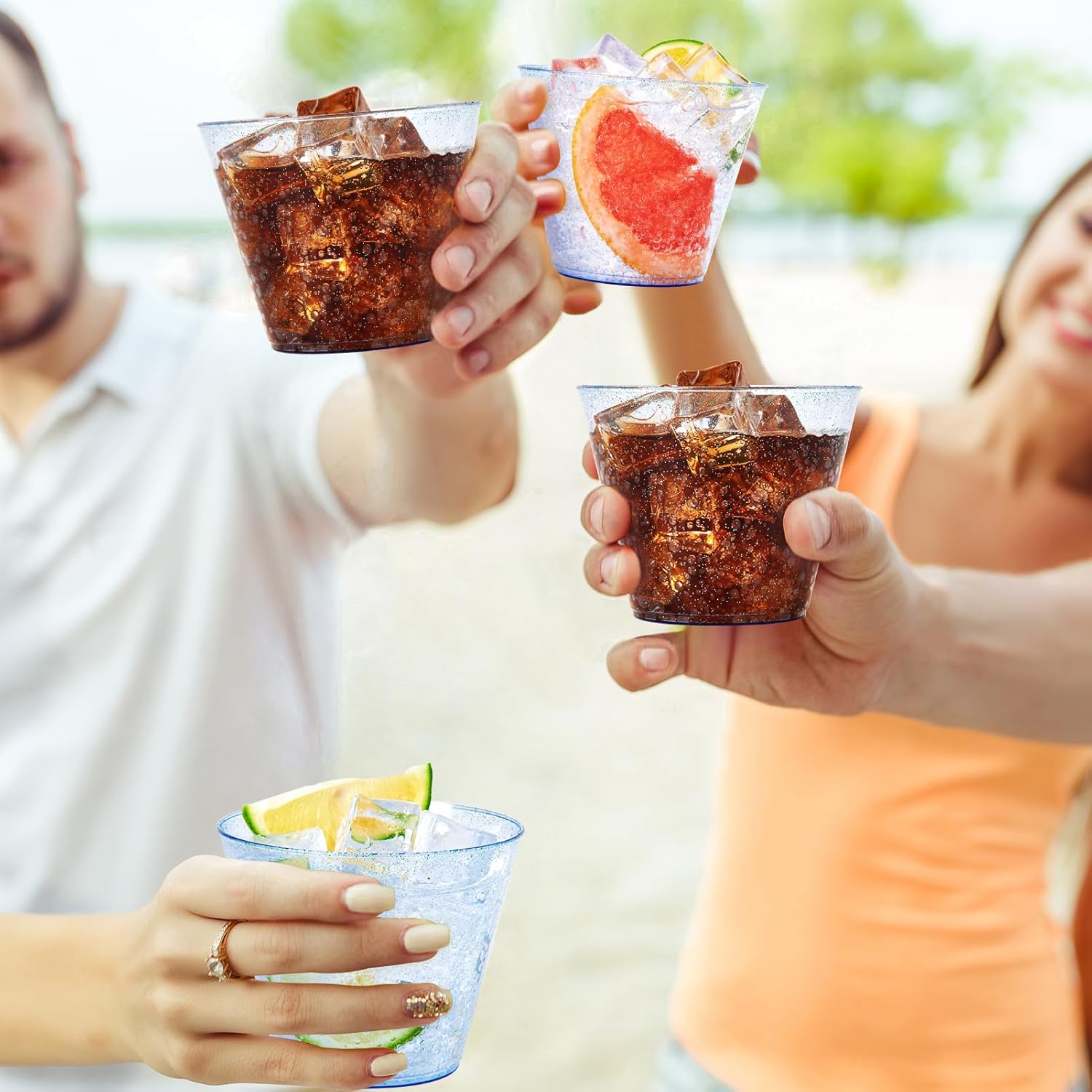 9oz Bulk Glitter Cups | Tumblers for Milkshakes, Iced Coffee, Frozen Cocktails, Beer, Ice Cream, Boba Tea | Heavy - Duty Plastic | Restaurant Supply - EWT