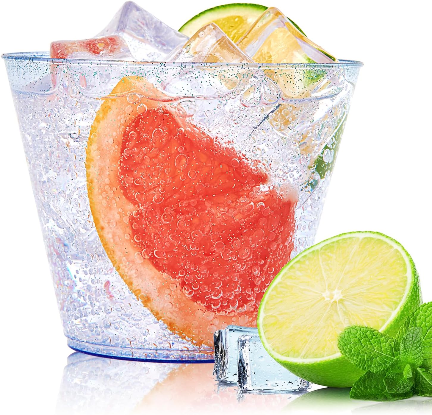 9oz Bulk Glitter Cups | Tumblers for Milkshakes, Iced Coffee, Frozen Cocktails, Beer, Ice Cream, Boba Tea | Heavy - Duty Plastic | Restaurant Supply - EWT