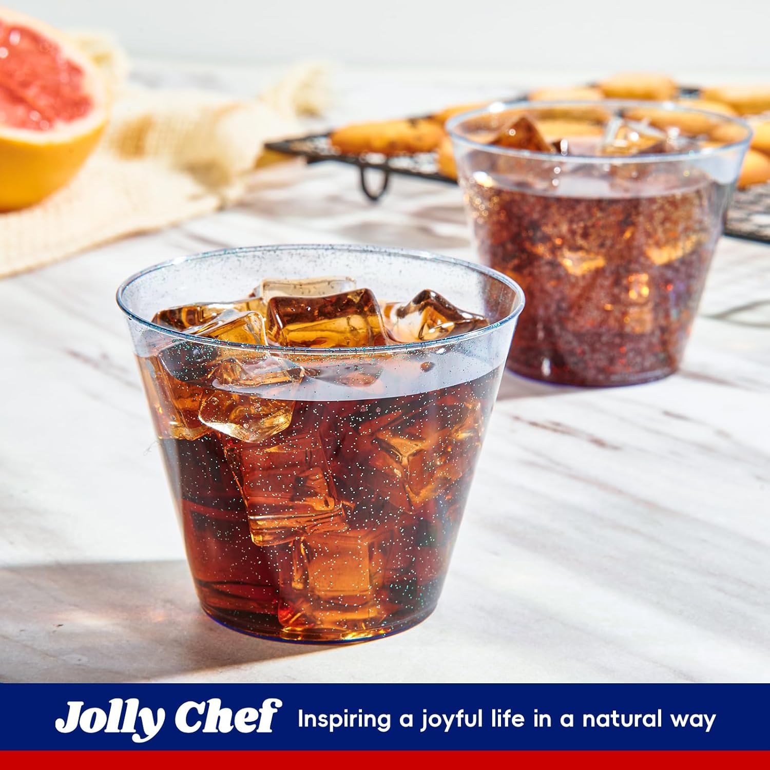 9oz Bulk Glitter Cups | Tumblers for Milkshakes, Iced Coffee, Frozen Cocktails, Beer, Ice Cream, Boba Tea | Heavy - Duty Plastic | Restaurant Supply - EWT