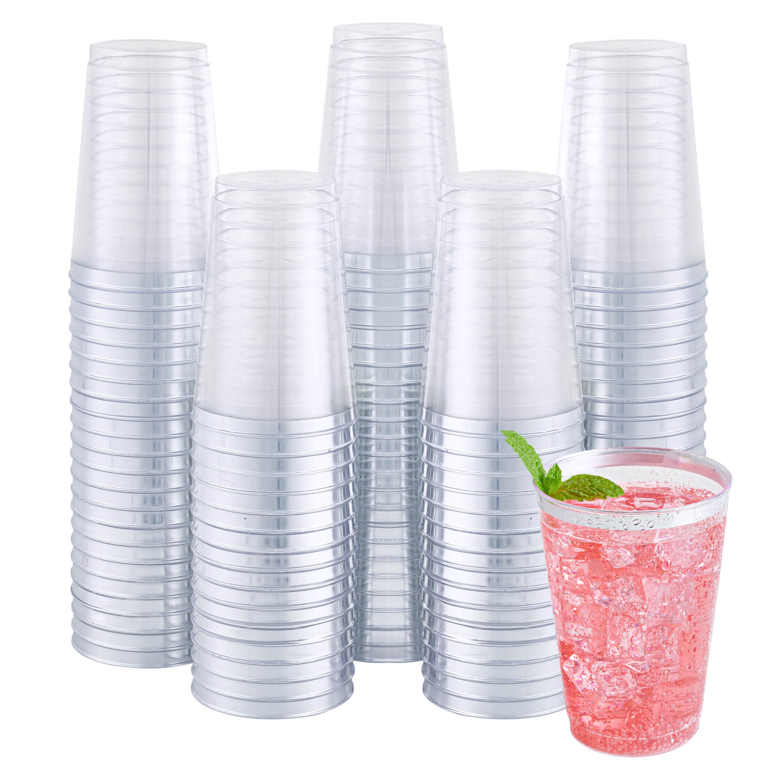 9oz Bulk Plastic Dessert Cups | Clear Plastic Tumblers for Ice Cream, Milkshakes, Smoothies, Bubble Boba Tea | Restaurant Supply - EWT