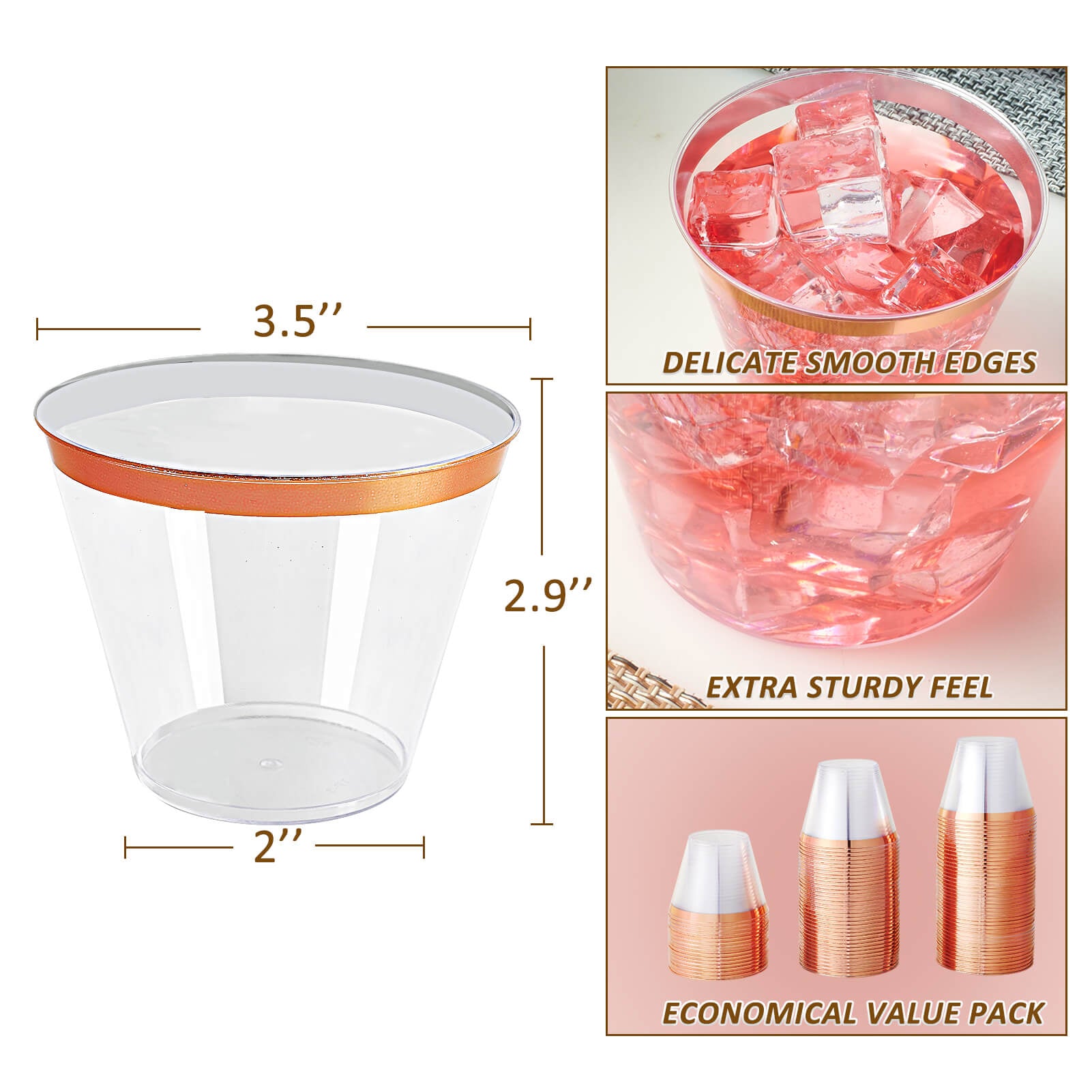 9oz Bulk Plastic Dessert Cups | Disposable Dessert Cups for Ice Cream, Smoothies, Bubble Boba Tea | Restaurant Supply - EWT
