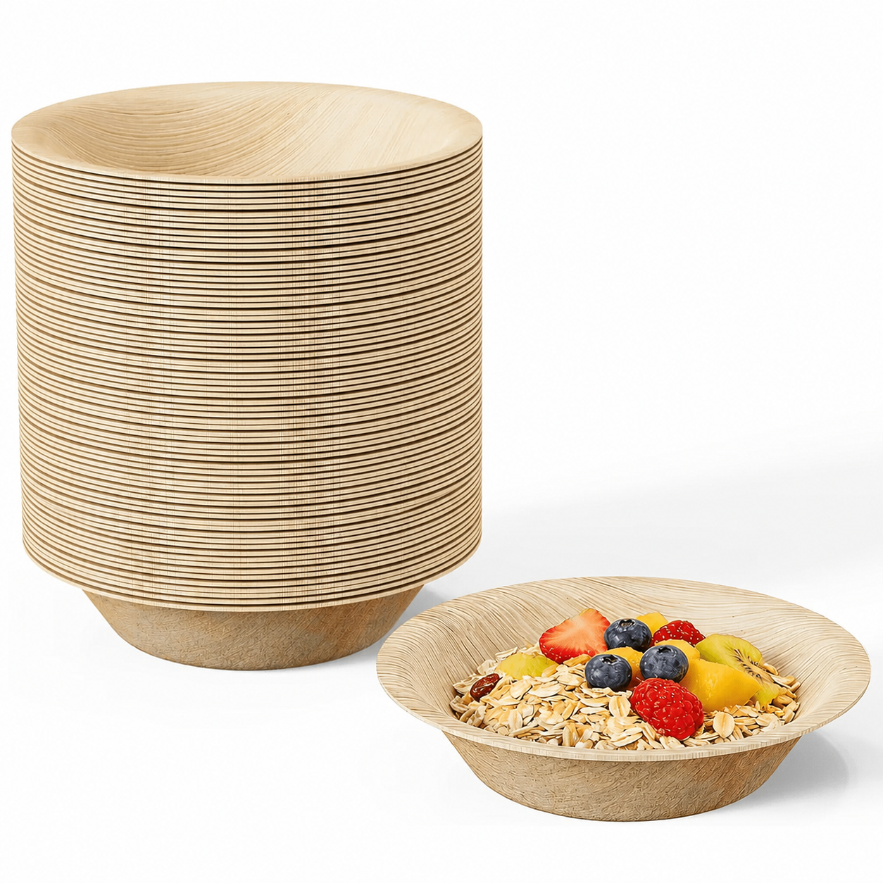 Premium 5 in /6.3 in Heavy-Duty Palm Leaf Bowls｜Toxin-Free, Plastic-Free ｜Perfect for Weddings & Bridal Showers