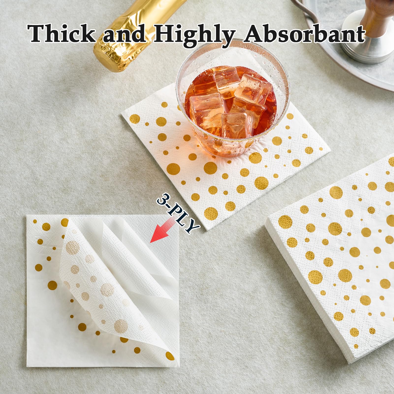 Bulk Cocktail Napkins | Paper Beverage Napkins for Cocktails, Appetizers, Desserts | 100% Virgin Wood Pulp 3 - Ply | Restaurant Supply - EWT