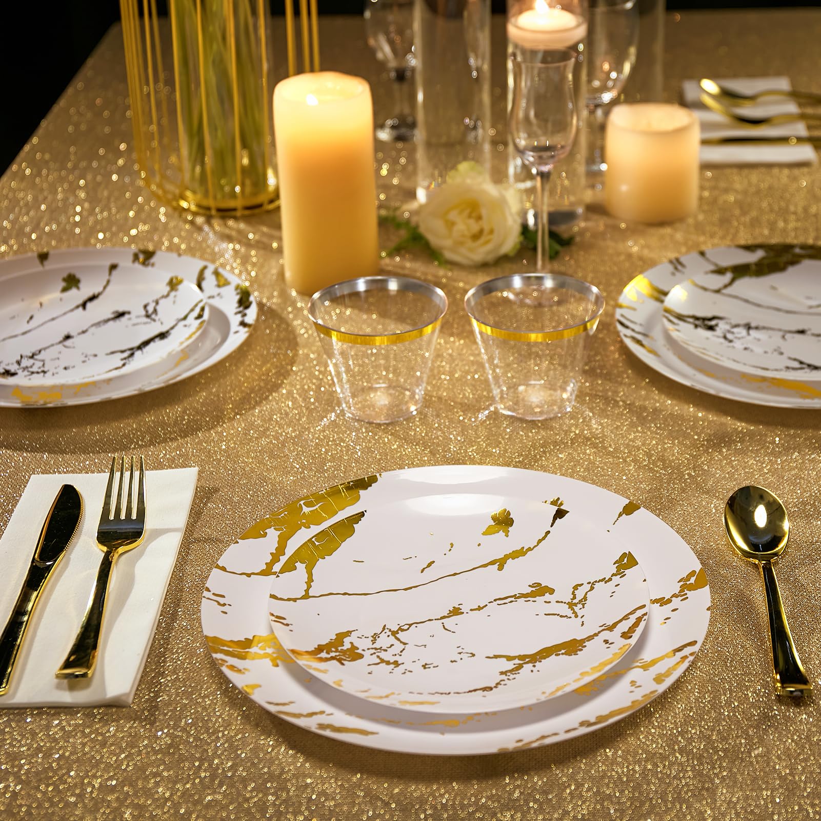 Bulk Dinnerware Sets Case | Plastic Plates for Salads, Burgers | BPA Free | Restaurant Supply - EWT