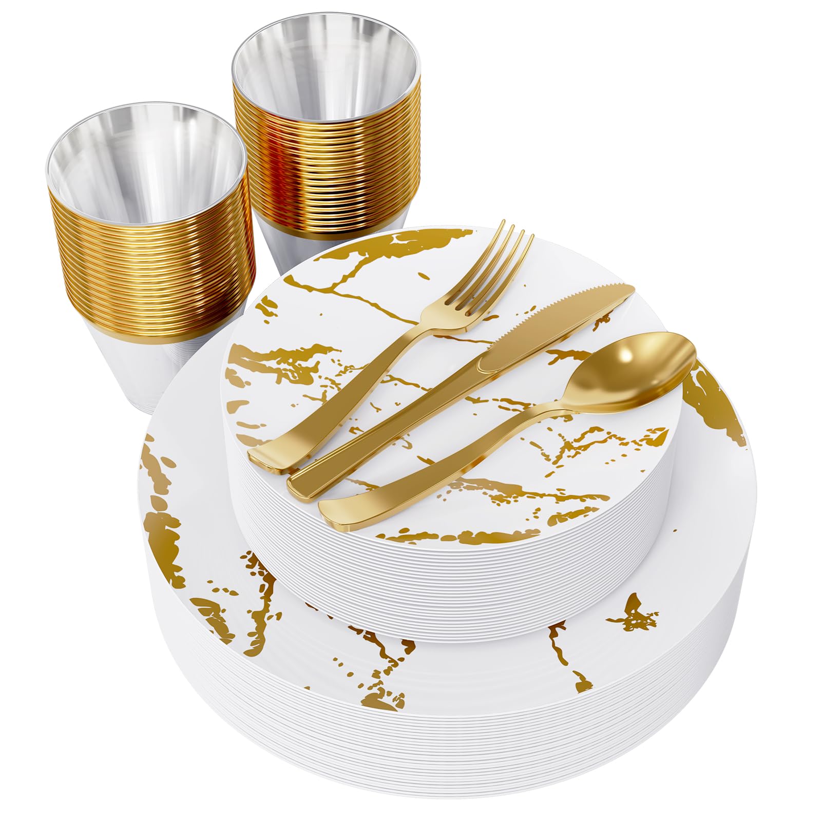 Bulk Dinnerware Sets Case | Plastic Plates for Salads, Burgers | BPA Free | Restaurant Supply - EWT