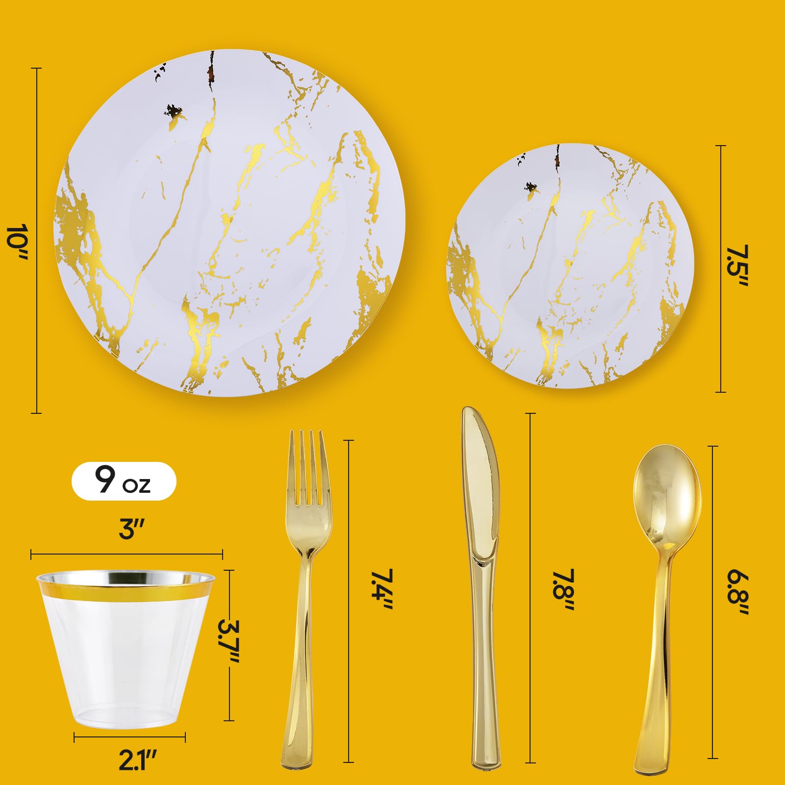 Bulk Dinnerware Sets Case | Plastic Plates for Salads, Burgers | BPA Free | Restaurant Supply - EWT