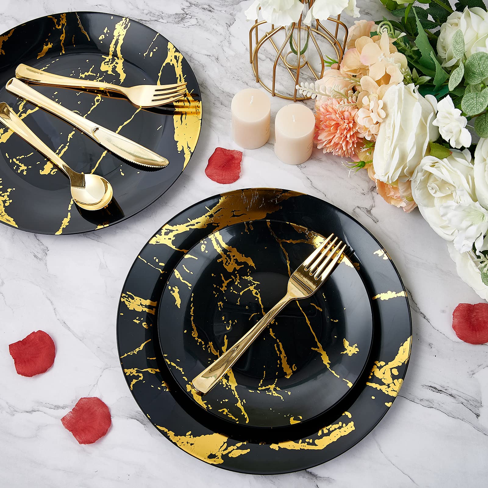 Bulk Dinnerware Sets | Plastic Plates for Cakes, Pasta, Salad | BPA Free | Restaurant Supply - EWT
