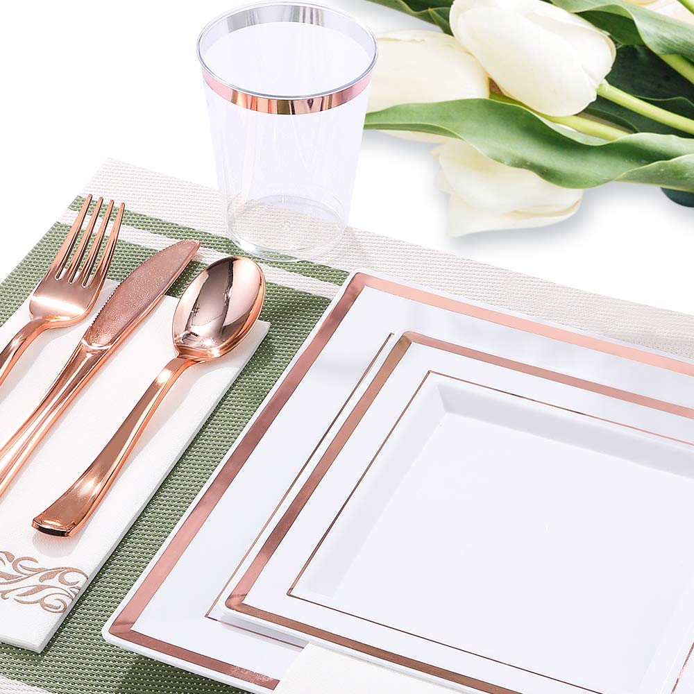 Bulk Dinnerware Sets | Plastic Plates for Salads, Desserts, Beverages | BPA Free | Restaurant Supply Case - EWT