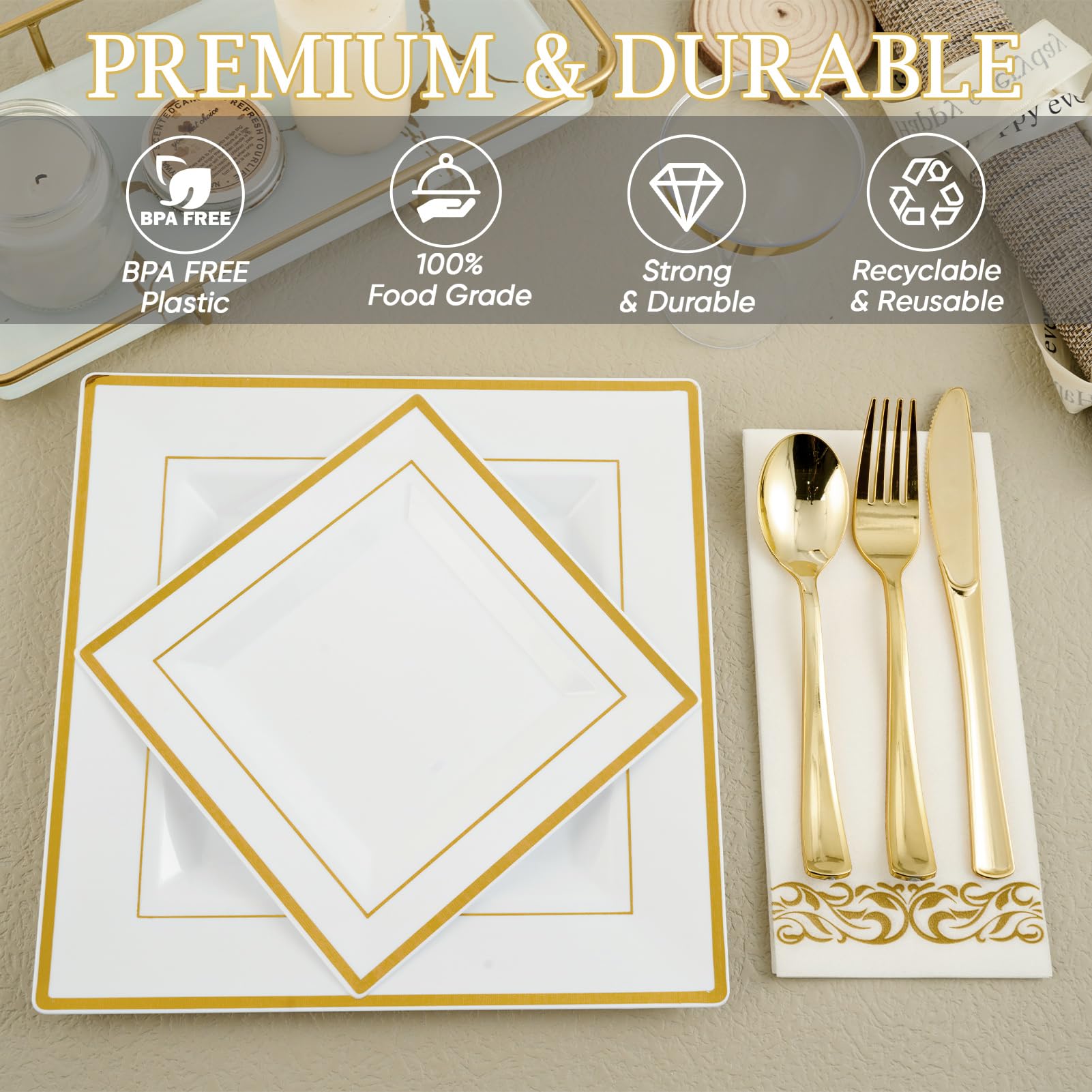 Bulk Dinnerware Sets | Plastic Tableware for Entrees, Salads | BPA Free, 100% Food - Grade Plastic | Restaurant Supply - EWT