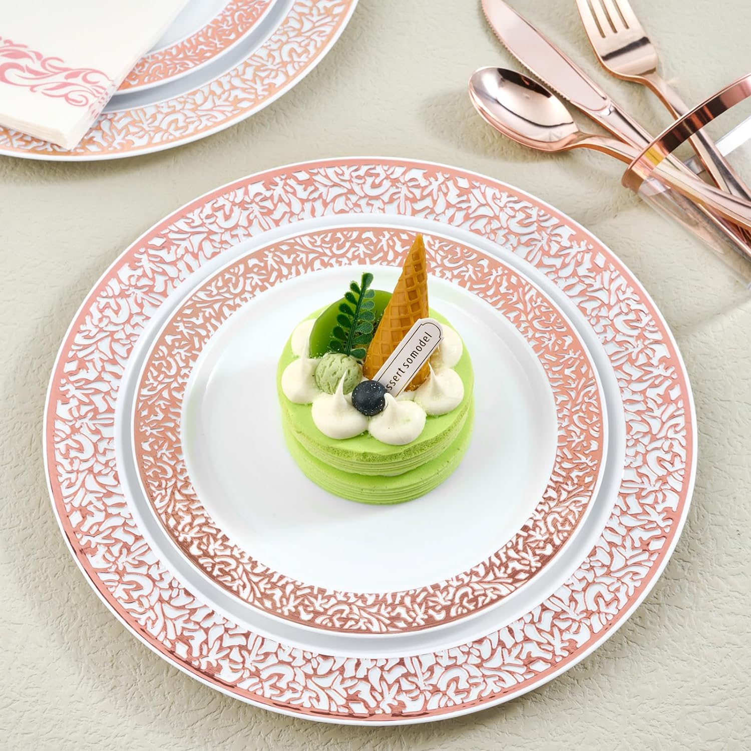 Bulk Disposable Dinnerware Sets | Plastic Plates for Burgers, Pasta, Cake | BPA Free, Recyclable | Restaurant Supply - EWT
