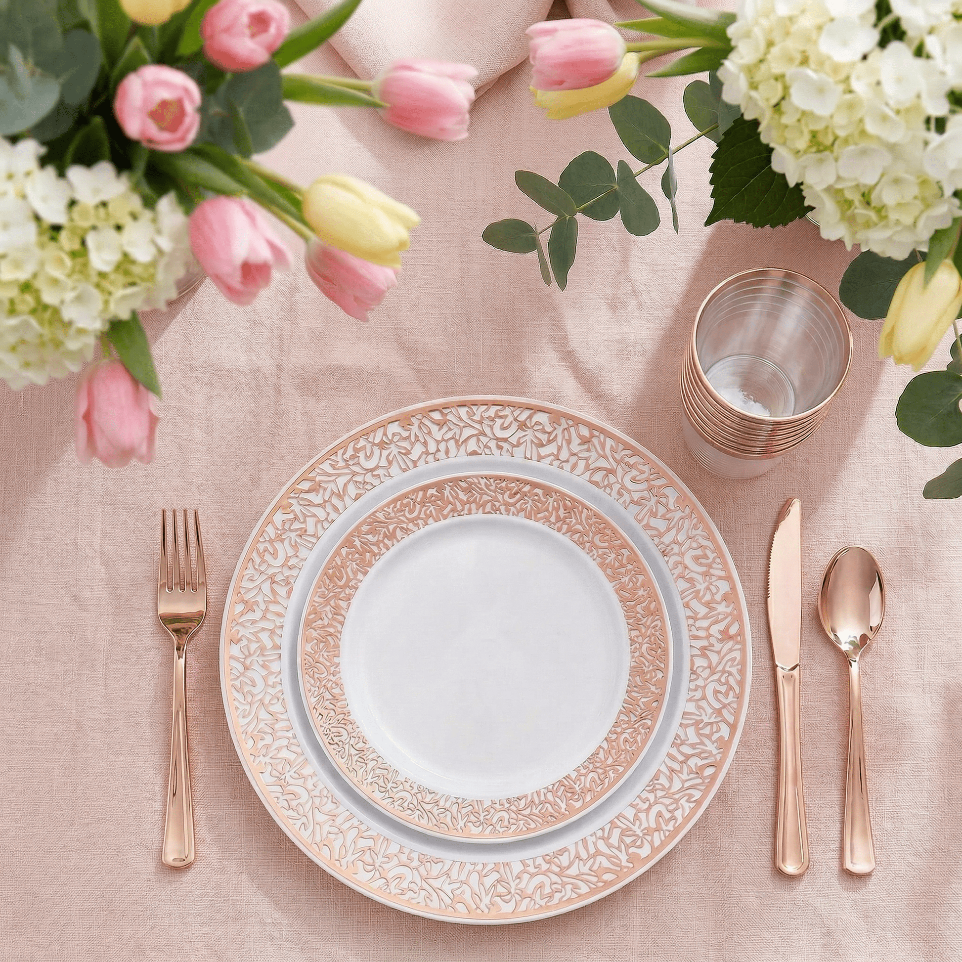 Bulk Disposable Dinnerware Sets | Plastic Plates for Burgers, Pasta, Cake | BPA Free, Recyclable | Restaurant Supply - EWT