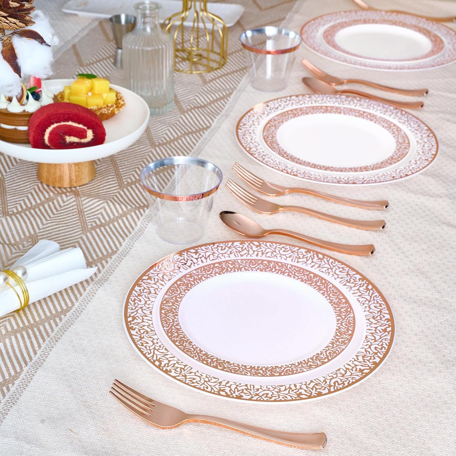 Bulk Disposable Dinnerware Sets | Plastic Plates for Burgers, Pasta, Cake | BPA Free, Recyclable | Restaurant Supply - EWT
