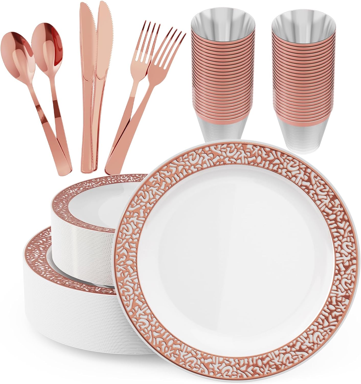 Bulk Disposable Dinnerware Sets | Plastic Plates for Burgers, Pasta, Cake | BPA Free, Recyclable | Restaurant Supply - EWT
