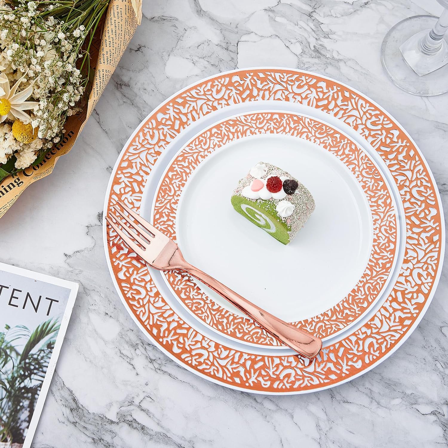 Bulk Disposable Dinnerware Sets | Plastic Plates for Burgers, Pasta, Cake | BPA Free, Recyclable | Restaurant Supply - EWT
