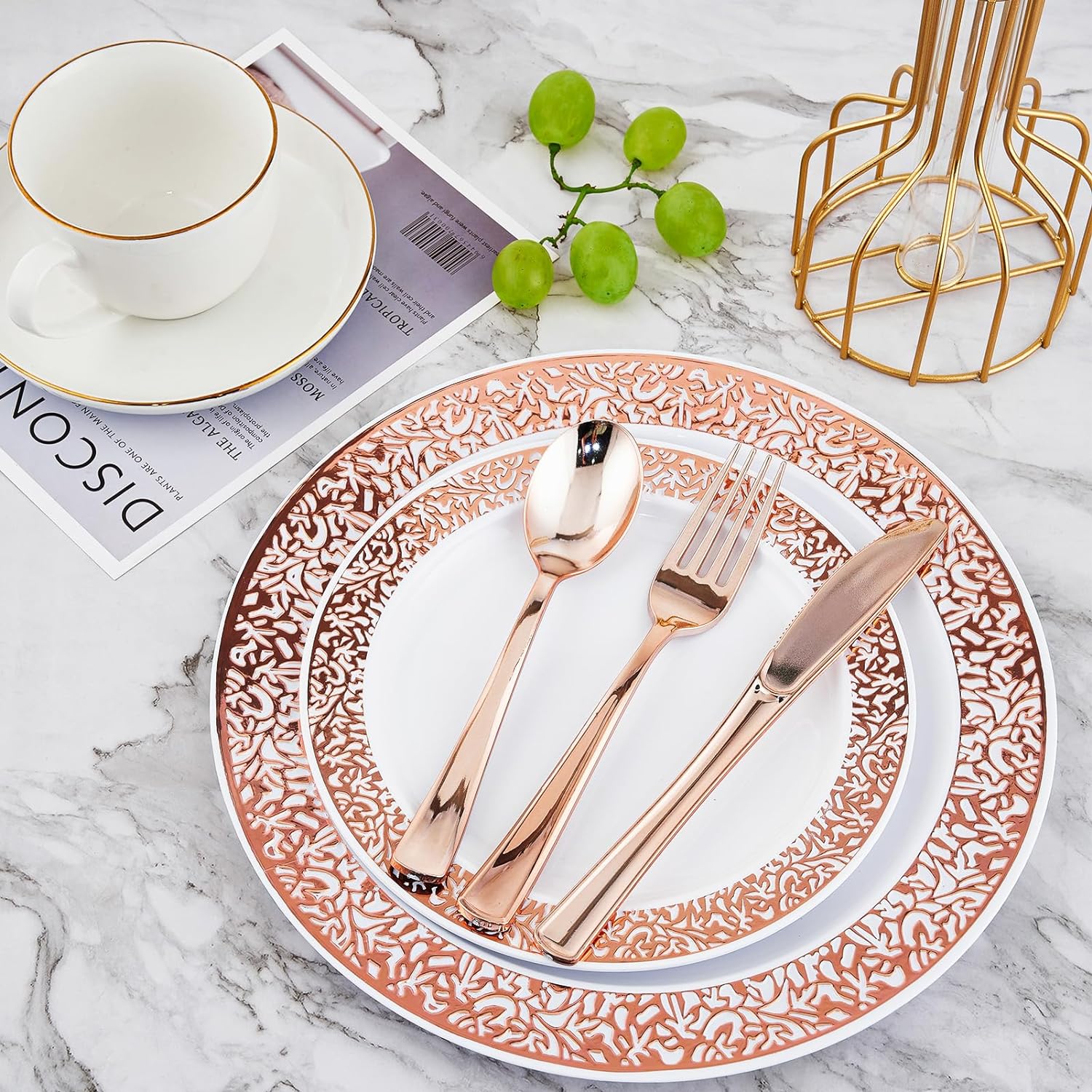 Bulk Disposable Dinnerware Sets | Plastic Plates for Burgers, Pasta, Cake | BPA Free, Recyclable | Restaurant Supply - EWT
