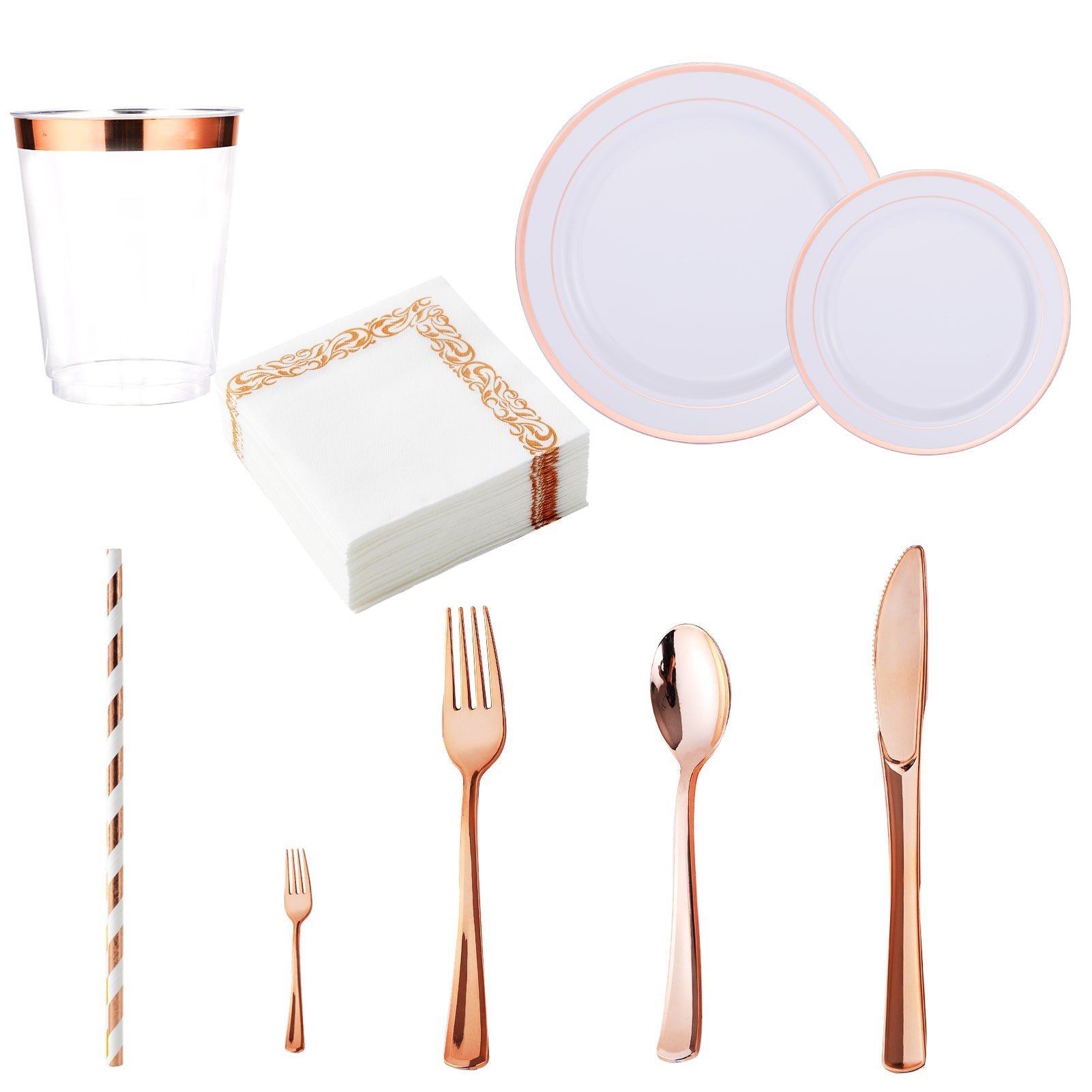 Bulk Disposable Dinnerware Sets | Plastic Plates for burgers, Salads, Appetizers | Bpa Free | Restaurant Supply - EWT