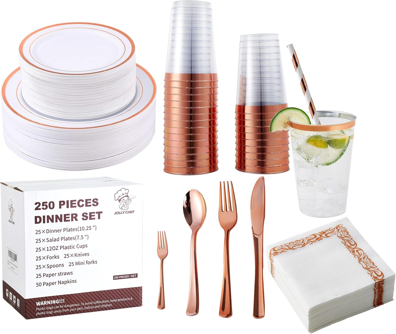 Bulk Disposable Dinnerware Sets | Plastic Plates for burgers, Salads, Appetizers | Bpa Free | Restaurant Supply - EWT