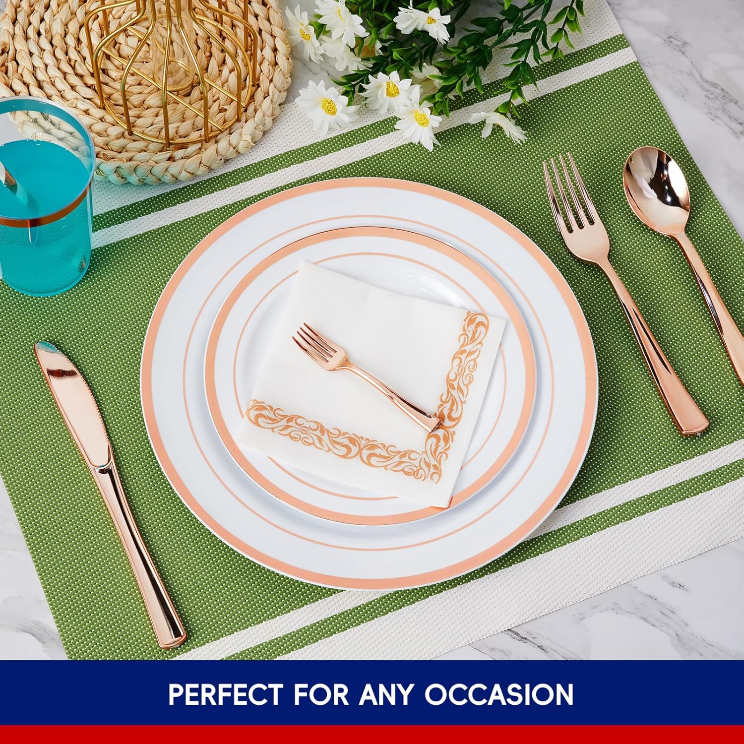 Bulk Disposable Dinnerware Sets | Plastic Plates for burgers, Salads, Appetizers | Bpa Free | Restaurant Supply - EWT