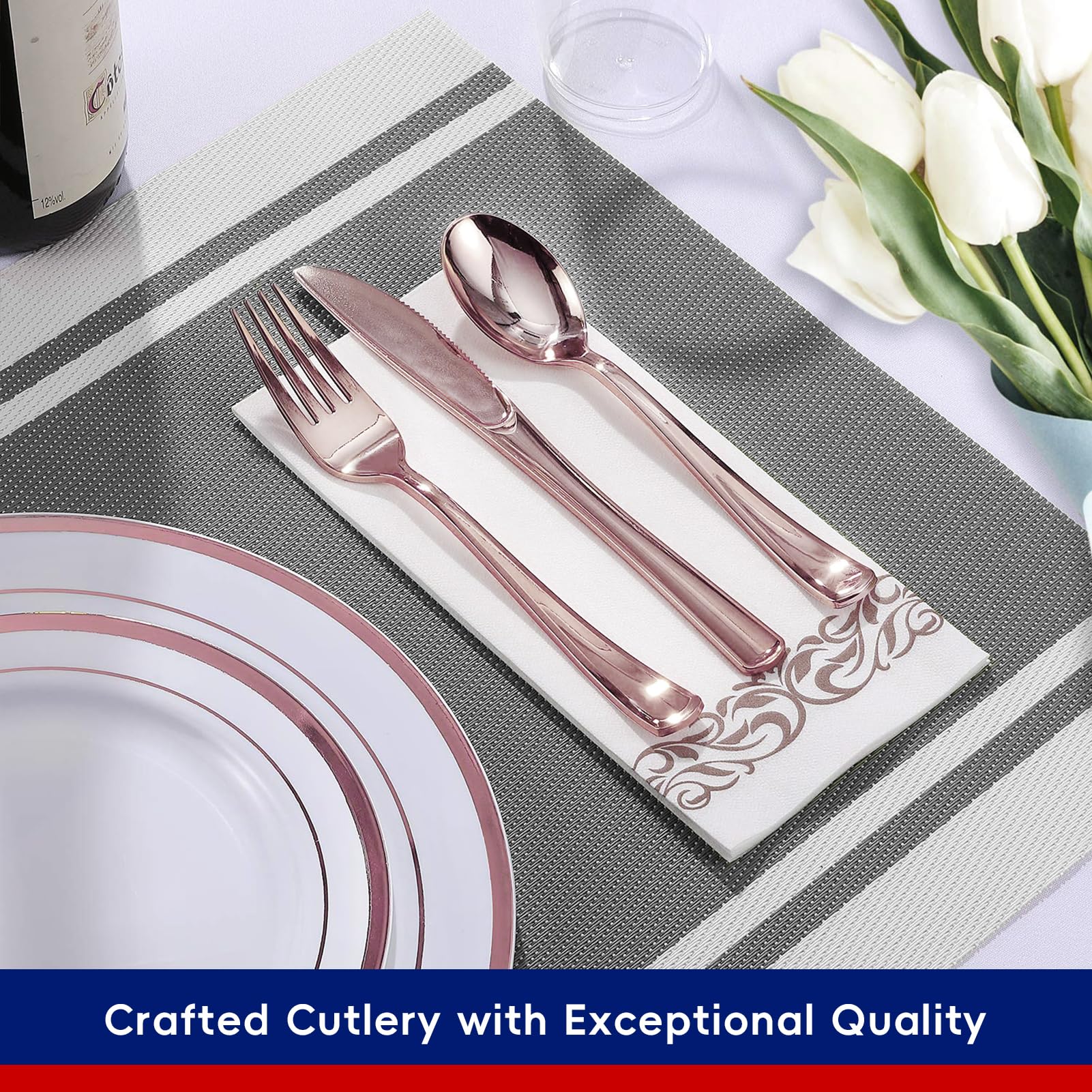 Bulk Disposable Dinnerware Sets | Plastic Plates for burgers, Salads, Appetizers | Bpa Free | Restaurant Supply - EWT