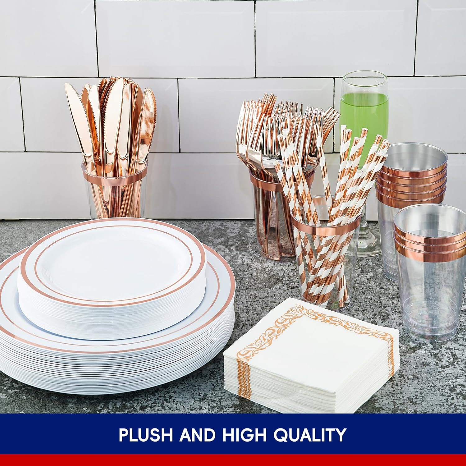 Bulk Disposable Dinnerware Sets | Plastic Plates for burgers, Salads, Appetizers | Bpa Free | Restaurant Supply - EWT