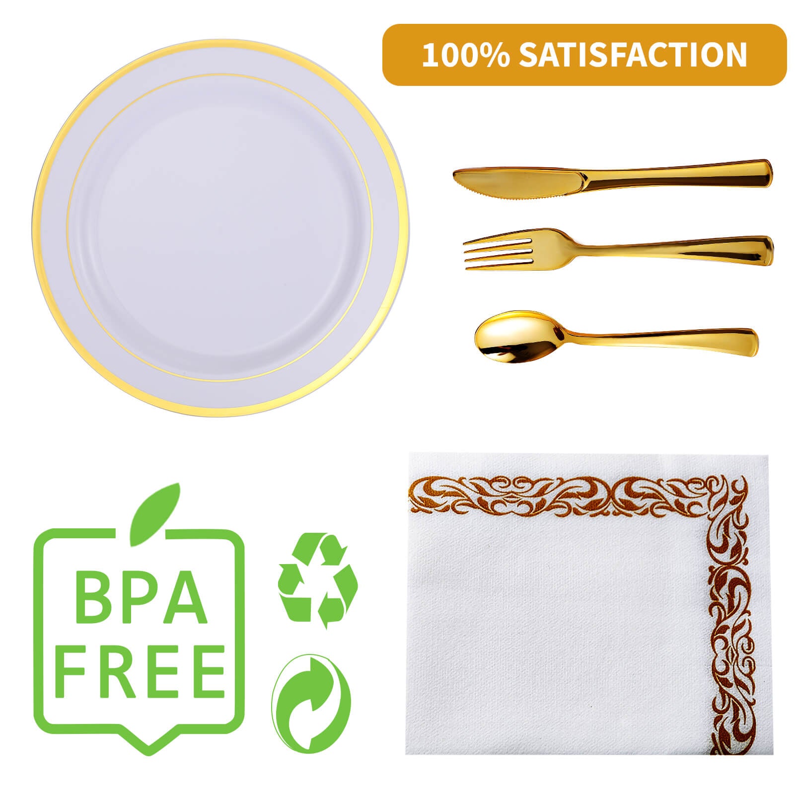 Bulk Disposable Dinnerware Sets | Plastic Tableware for Burgers, Pasta, Salads | BPA Free | Restaurant Supply - EWT