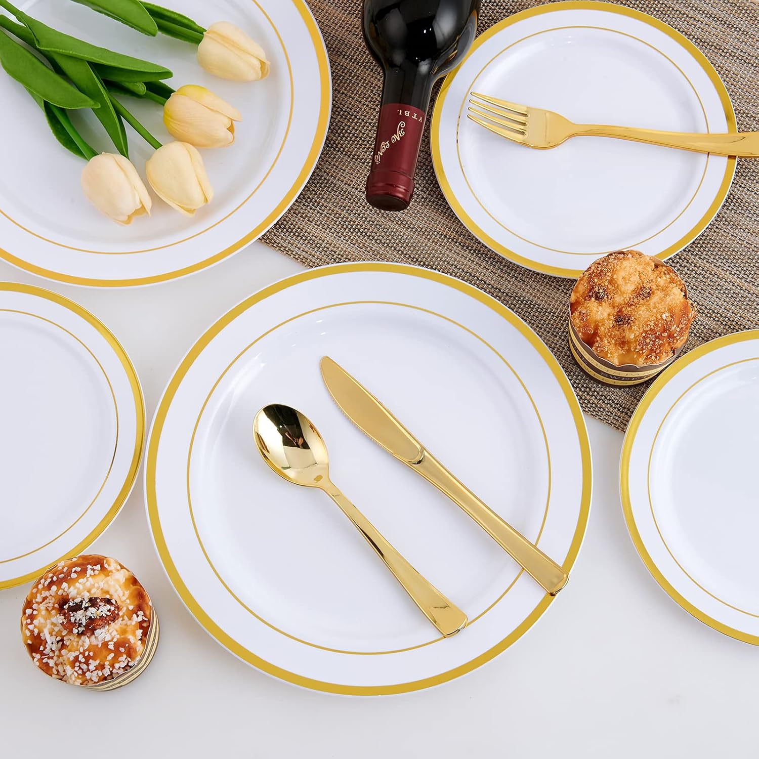 Bulk Disposable Dinnerware Sets | Plastic Tableware for Burgers, Pasta, Salads | BPA Free | Restaurant Supply - EWT