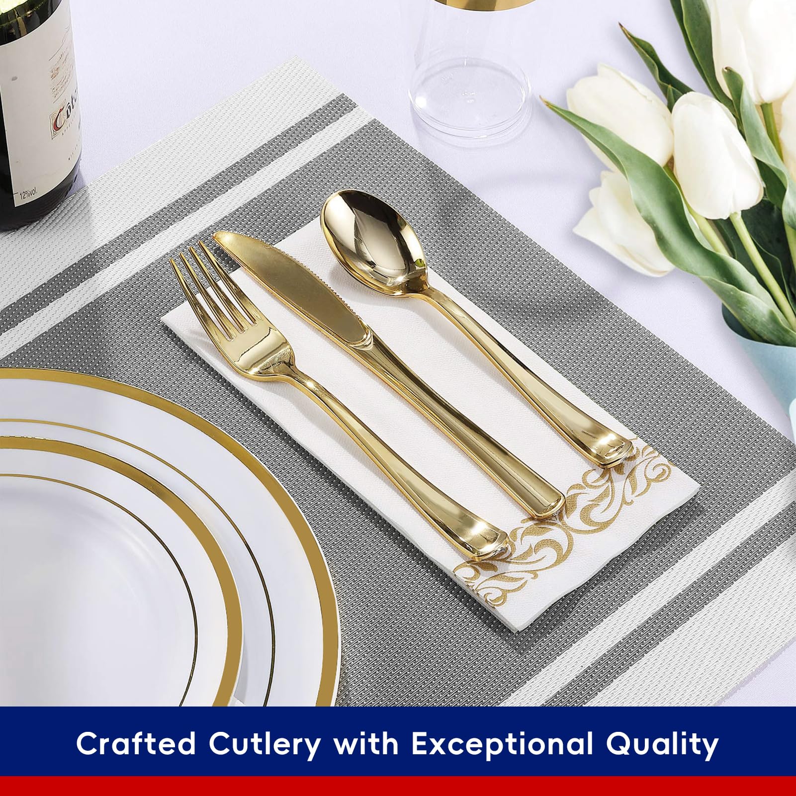 Bulk Disposable Dinnerware Sets | Plastic Tableware for Burgers, Pasta, Salads | BPA Free | Restaurant Supply - EWT