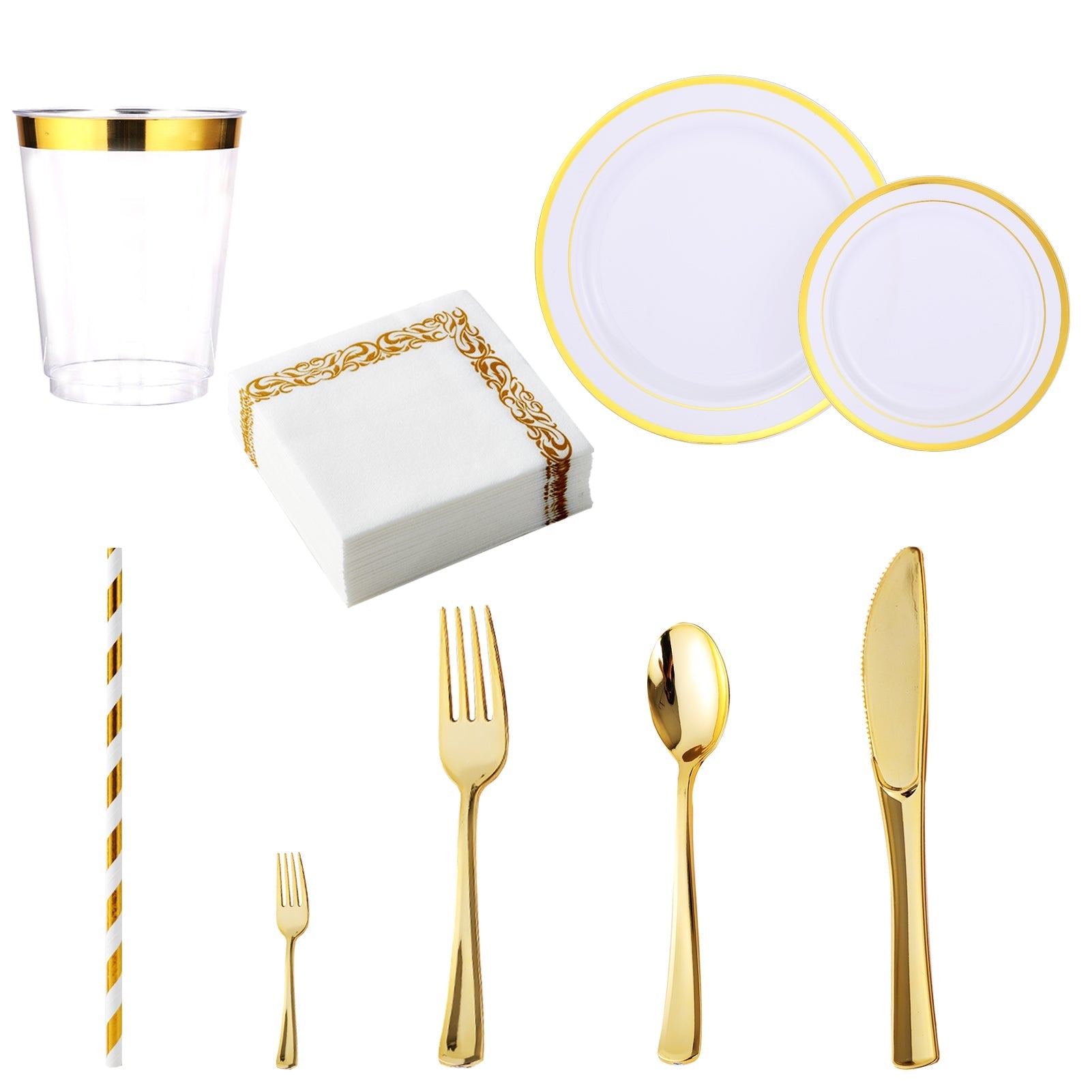 Bulk Disposable Dinnerware Sets | Plastic Tableware for Burgers, Pasta, Salads | BPA Free | Restaurant Supply - EWT