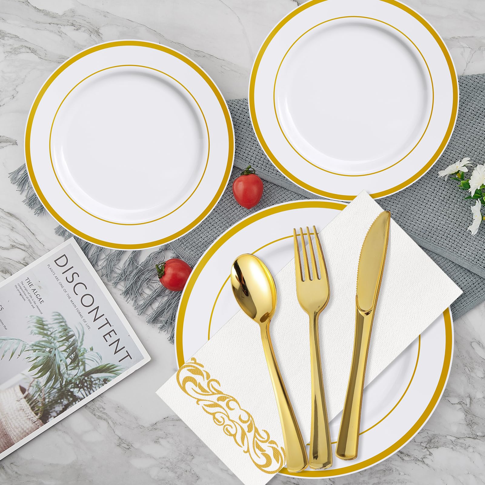 Bulk Disposable Dinnerware Sets | Plastic Tableware for Burgers, Pasta, Salads | BPA Free | Restaurant Supply - EWT