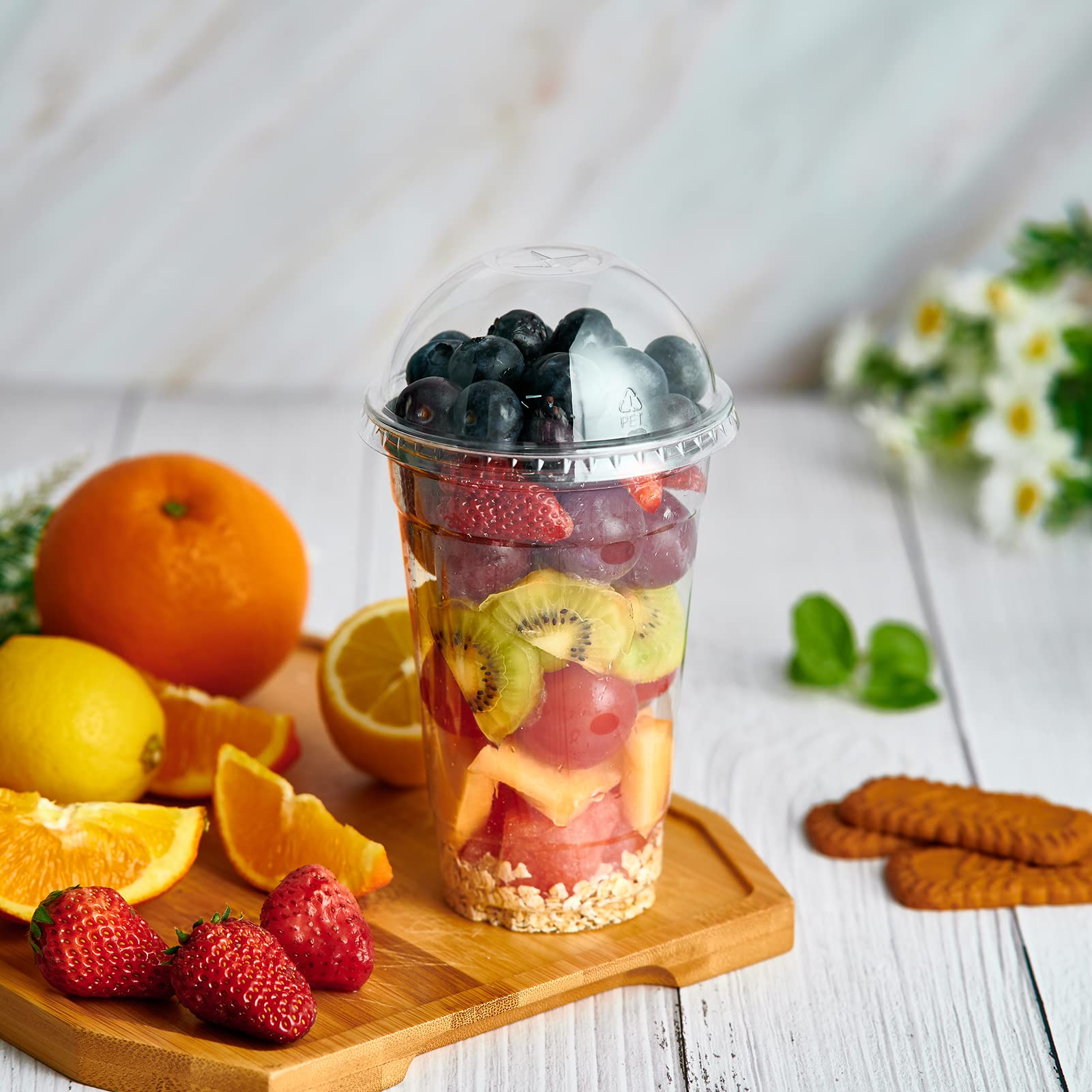 Bulk Parfait Cups with Lids | Plastic Dessert Containers for Ice Cream, Smoothies | Restaurant Supply - EWT