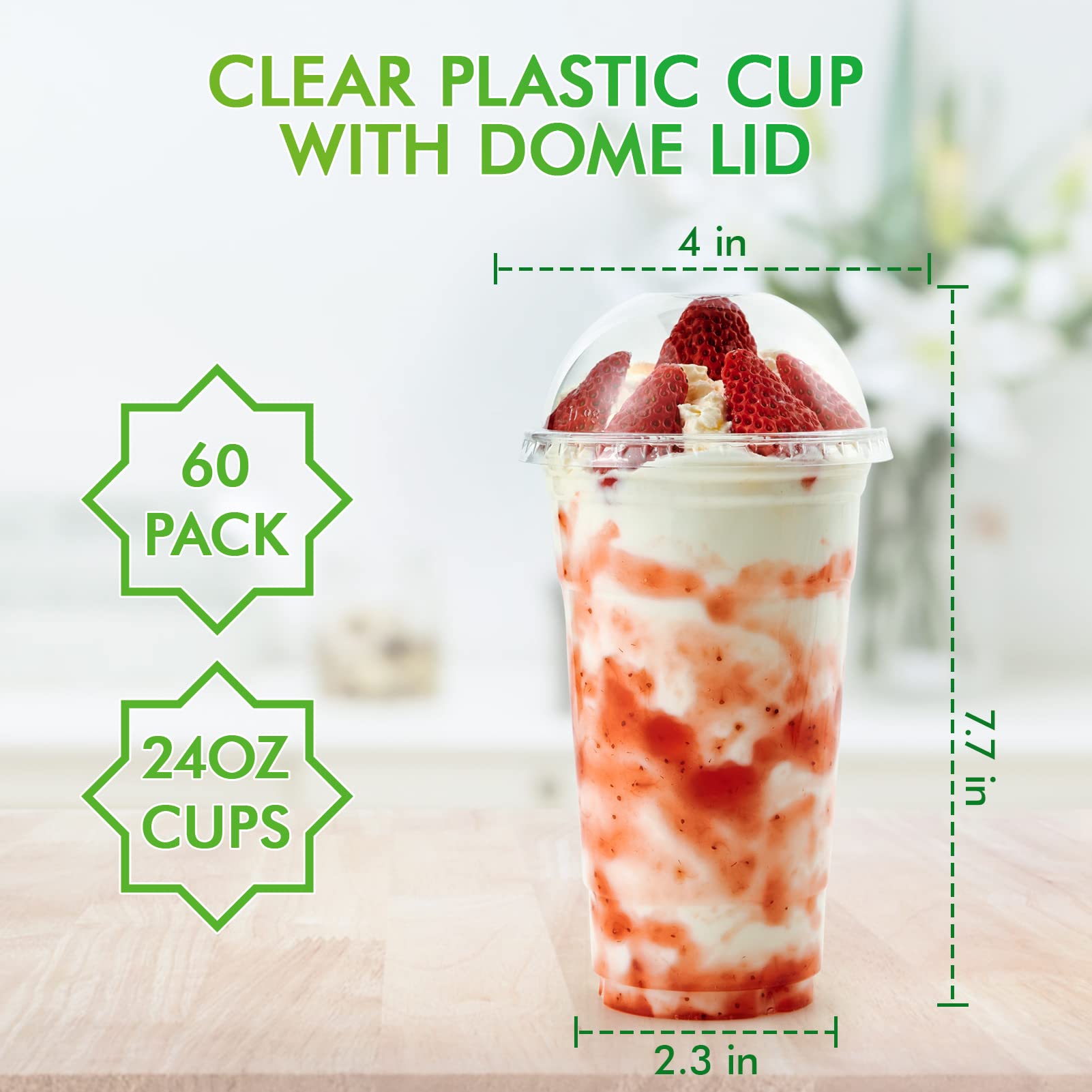 Bulk Parfait Cups with Lids | Plastic Dessert Containers for Ice Cream, Smoothies | Restaurant Supply - EWT
