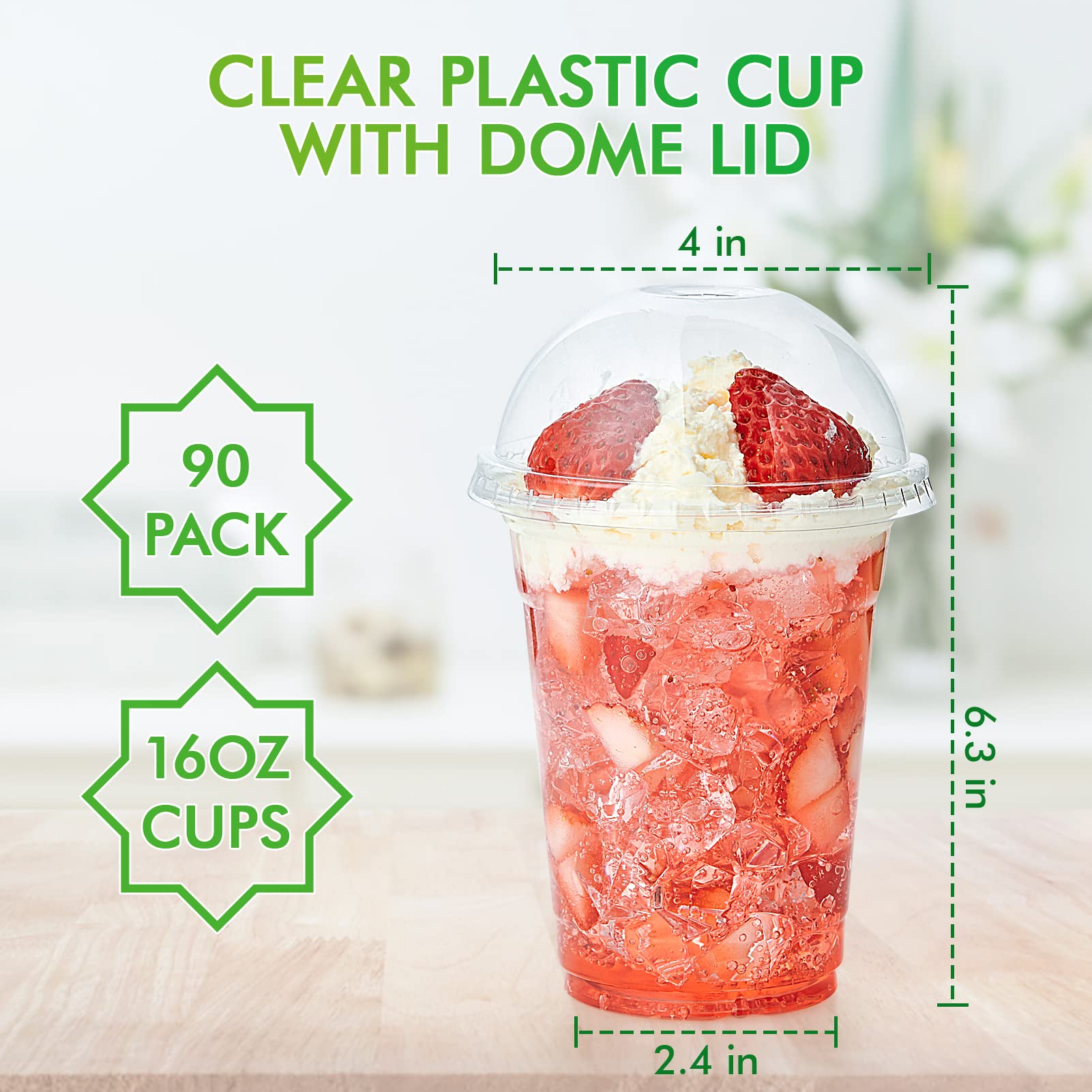 Bulk Parfait Cups with Lids | Plastic Dessert Containers for Ice Cream, Smoothies | Restaurant Supply - EWT
