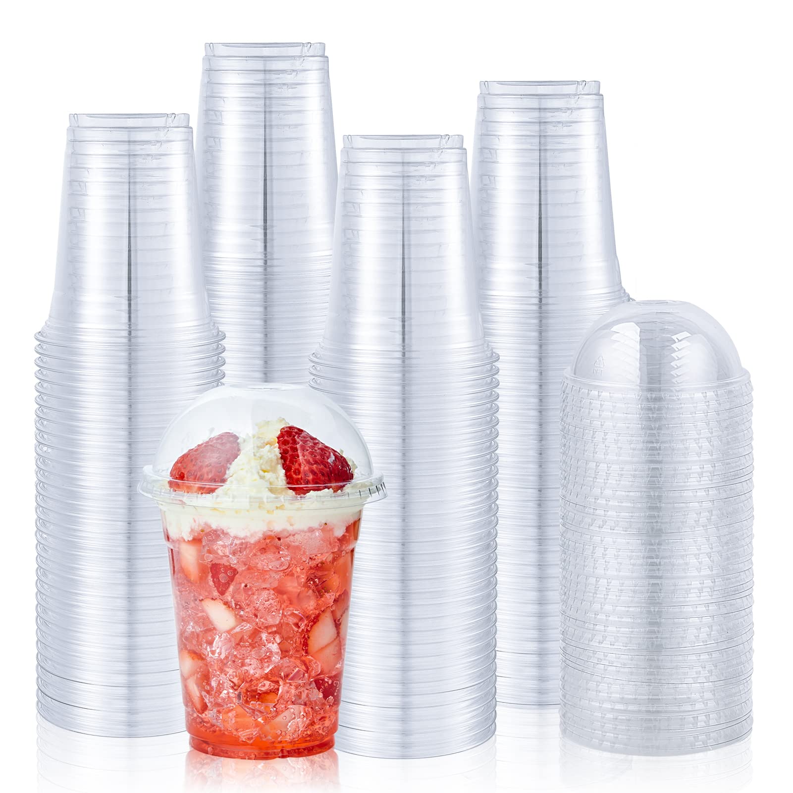 Bulk Parfait Cups with Lids | Plastic Dessert Containers for Ice Cream, Smoothies | Restaurant Supply - EWT
