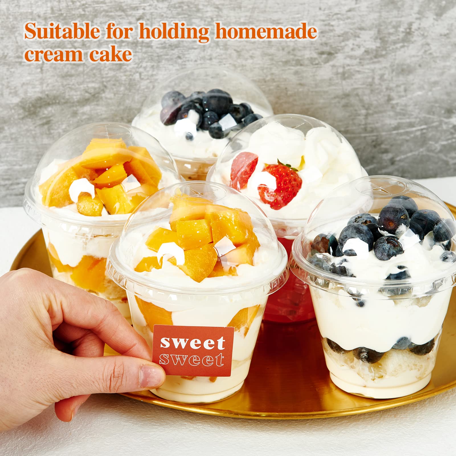 Bulk Parfait Cups with Lids | Plastic Dessert Containers for Ice Cream, Smoothies | Restaurant Supply - EWT