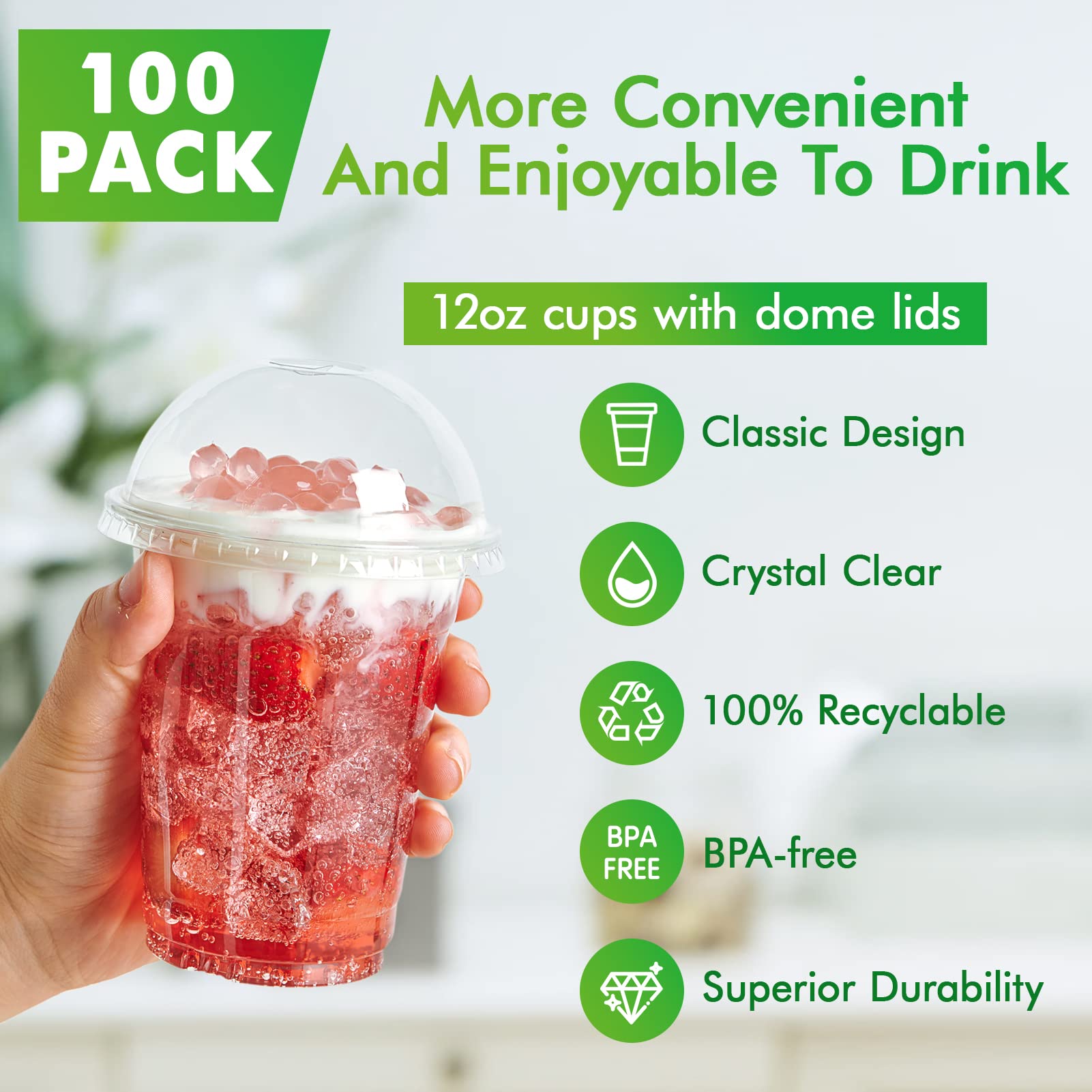 Bulk Parfait Cups with Lids | Plastic Dessert Containers for Ice Cream, Smoothies | Restaurant Supply - EWT