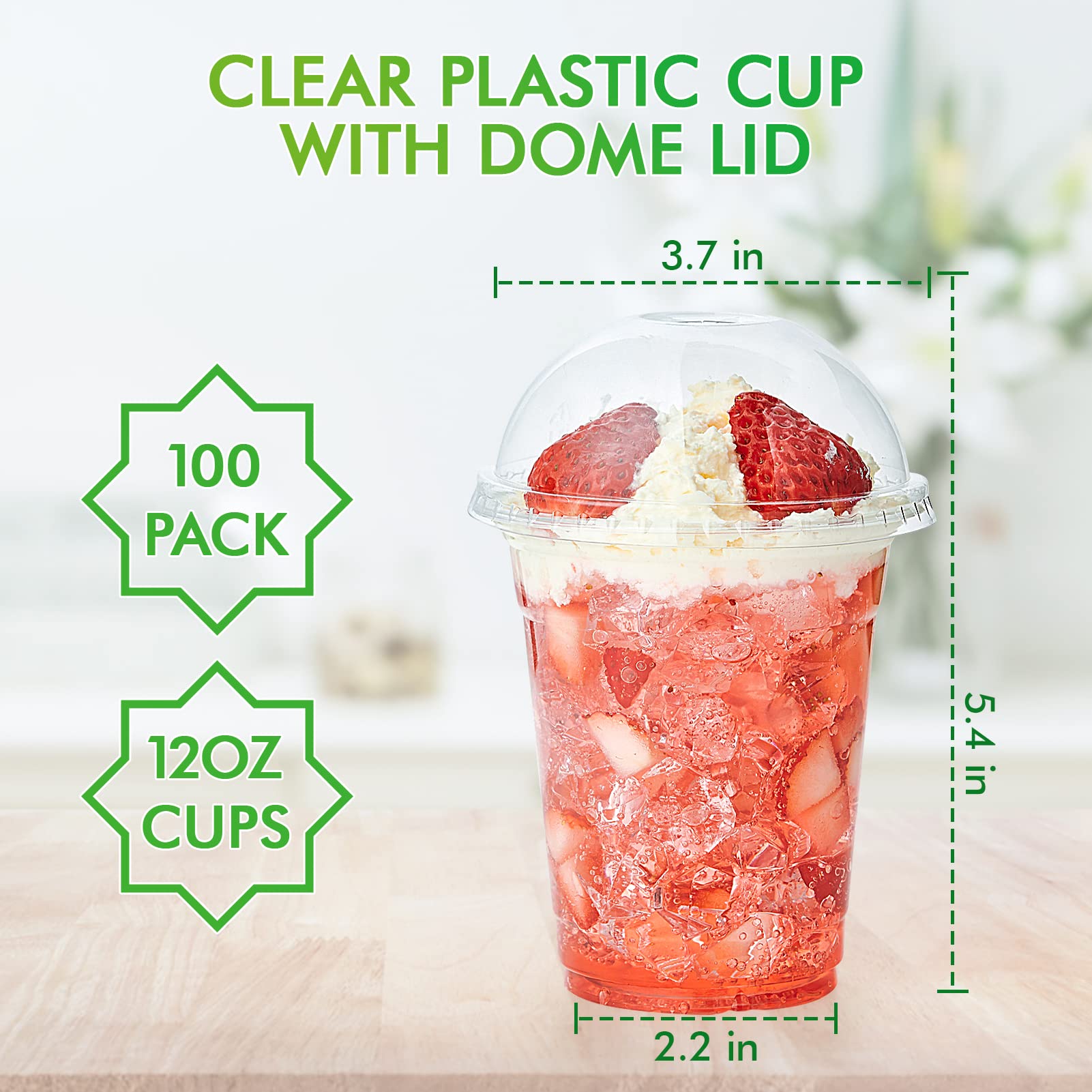 Bulk Parfait Cups with Lids | Plastic Dessert Containers for Ice Cream, Smoothies | Restaurant Supply - EWT