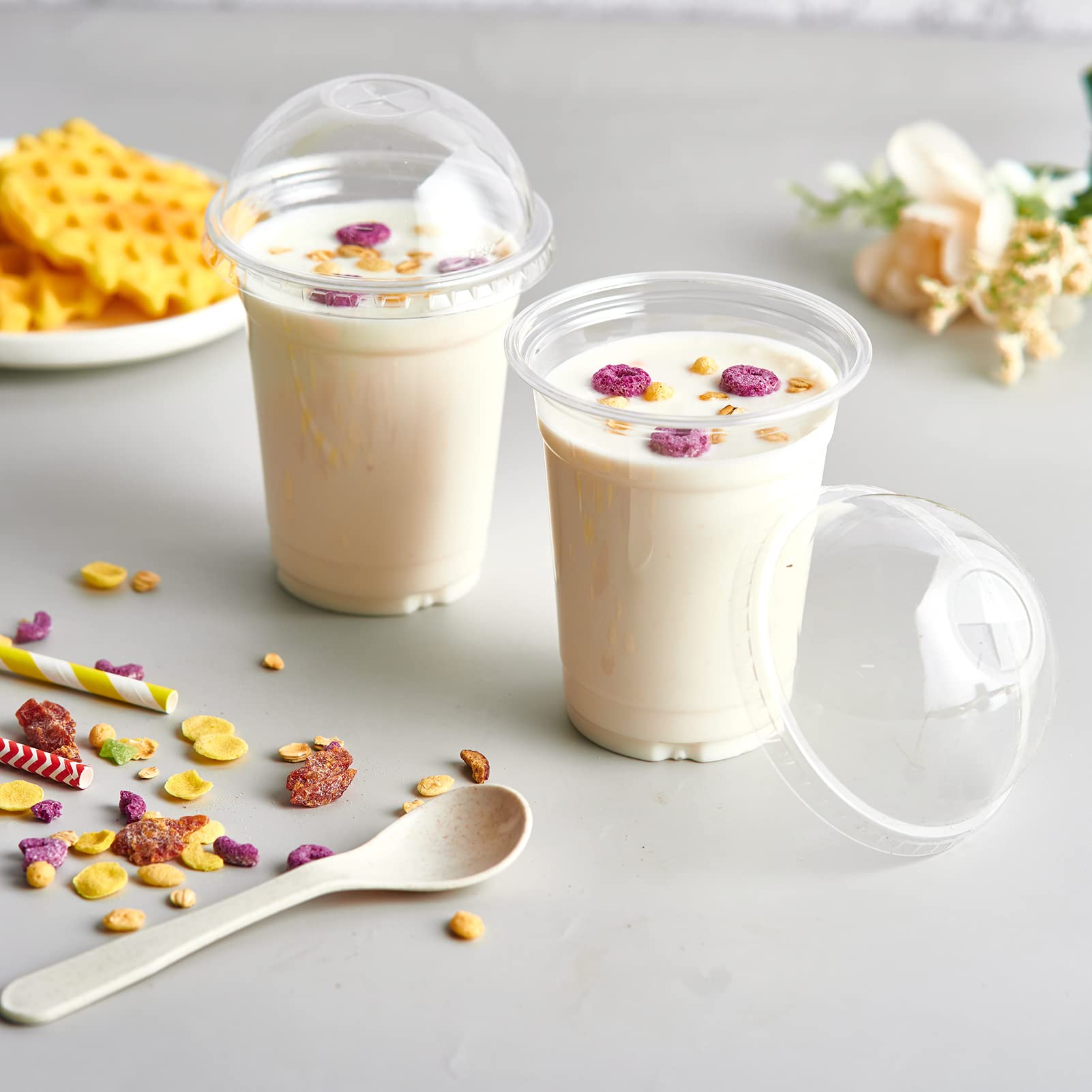 Bulk Parfait Cups with Lids | Plastic Dessert Containers for Ice Cream, Smoothies | Restaurant Supply - EWT